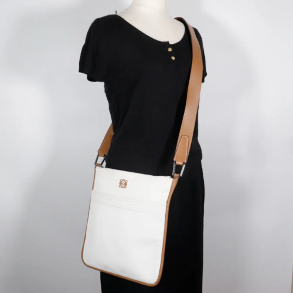 LOEWE Shoulder Bag PVC, Leather white anagram