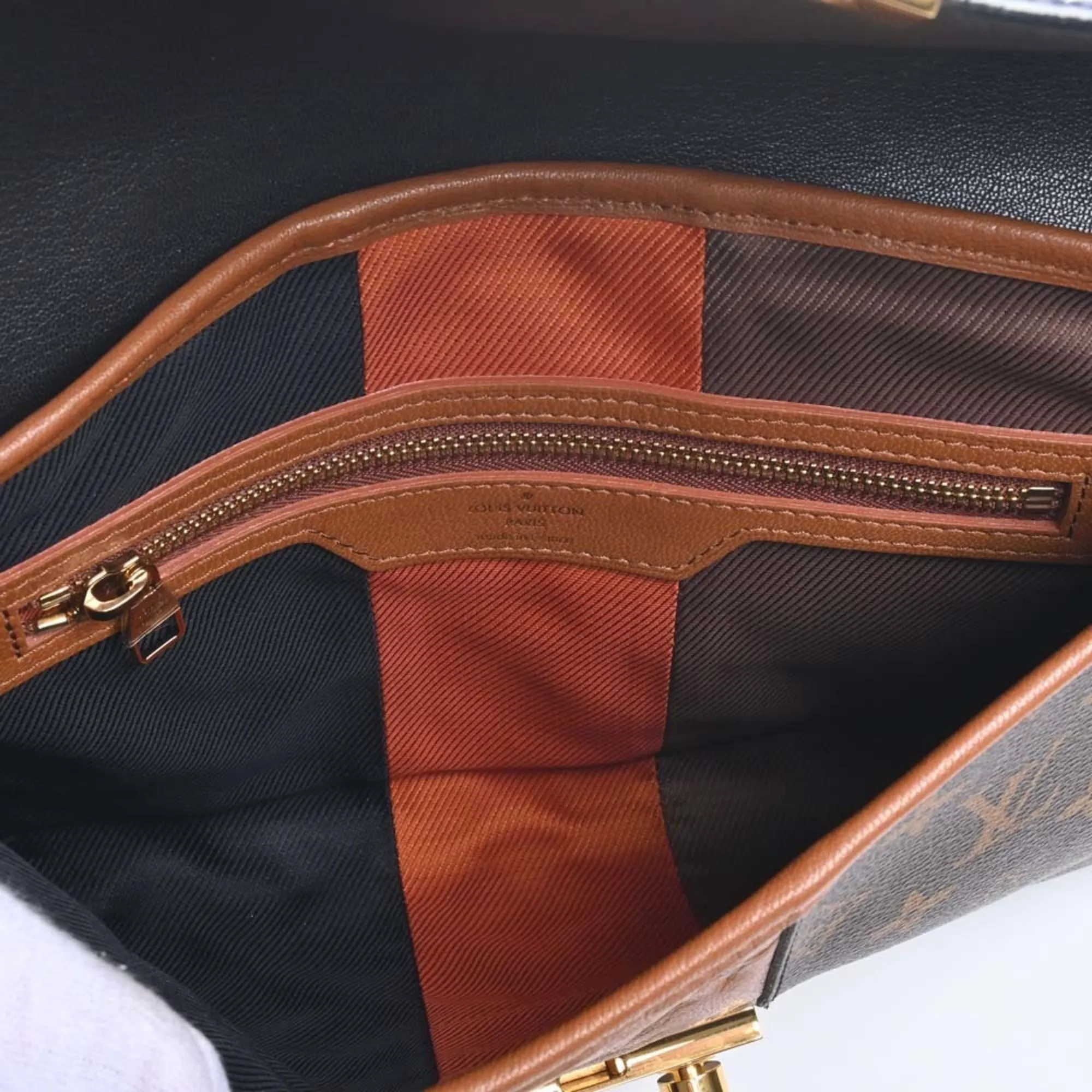 LOUIS VUITTON Monogram Blox Pochette Shoulder Bag M40506 Brown/Black/Blue Women's