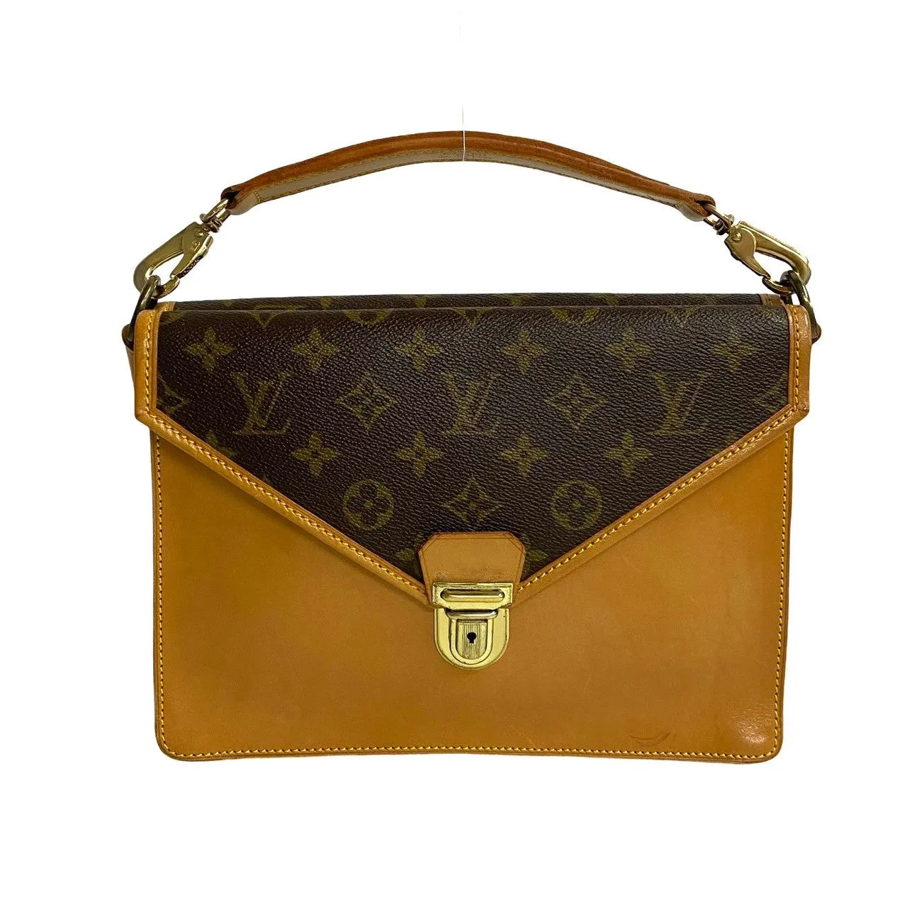 LOUIS VUITTON Shoulder Bag leather Brown Monogram Sac Biface