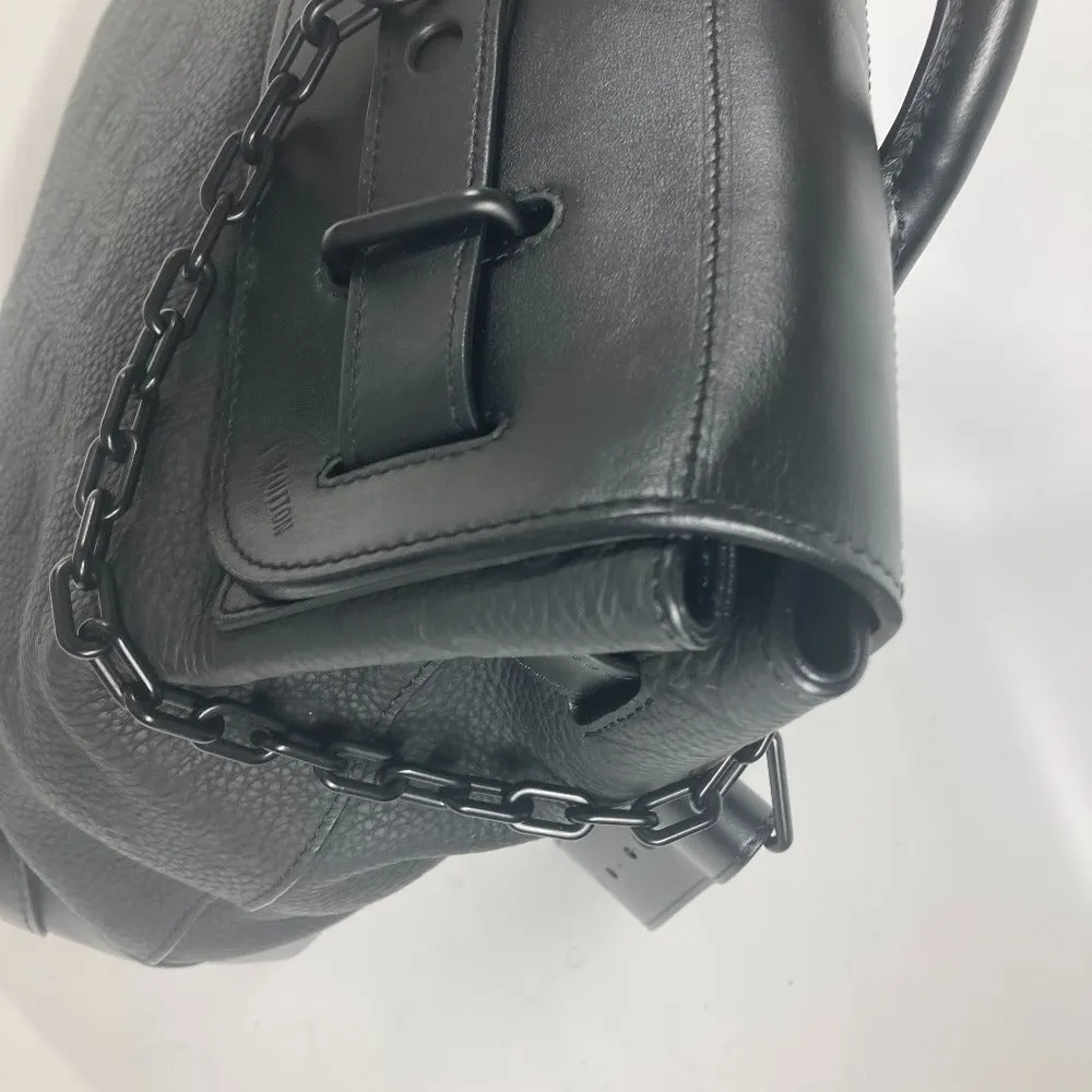 LOUIS VUITTON Shoulder Bag M55701 Taurillon Clemence Leather black Monogram Steamer PM