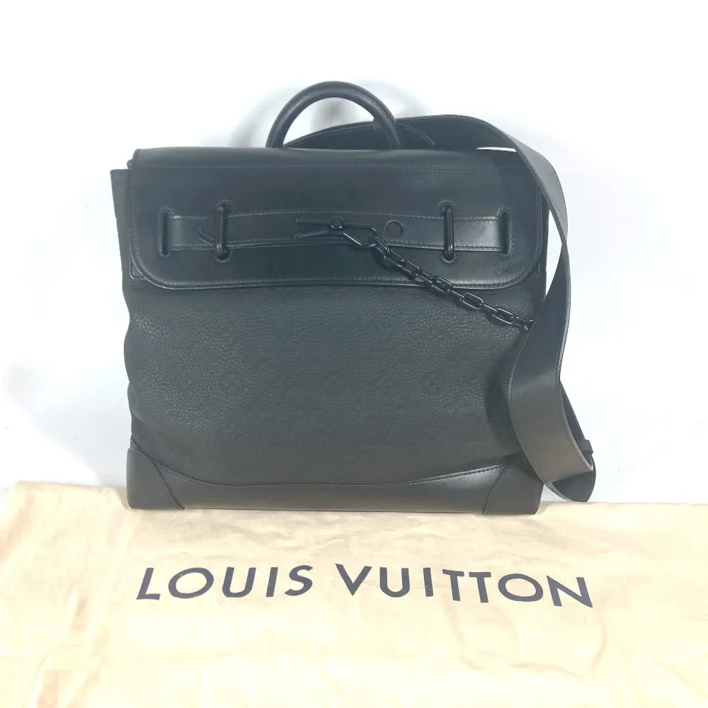 LOUIS VUITTON Shoulder Bag M55701 Taurillon Clemence Leather black Monogram Steamer PM