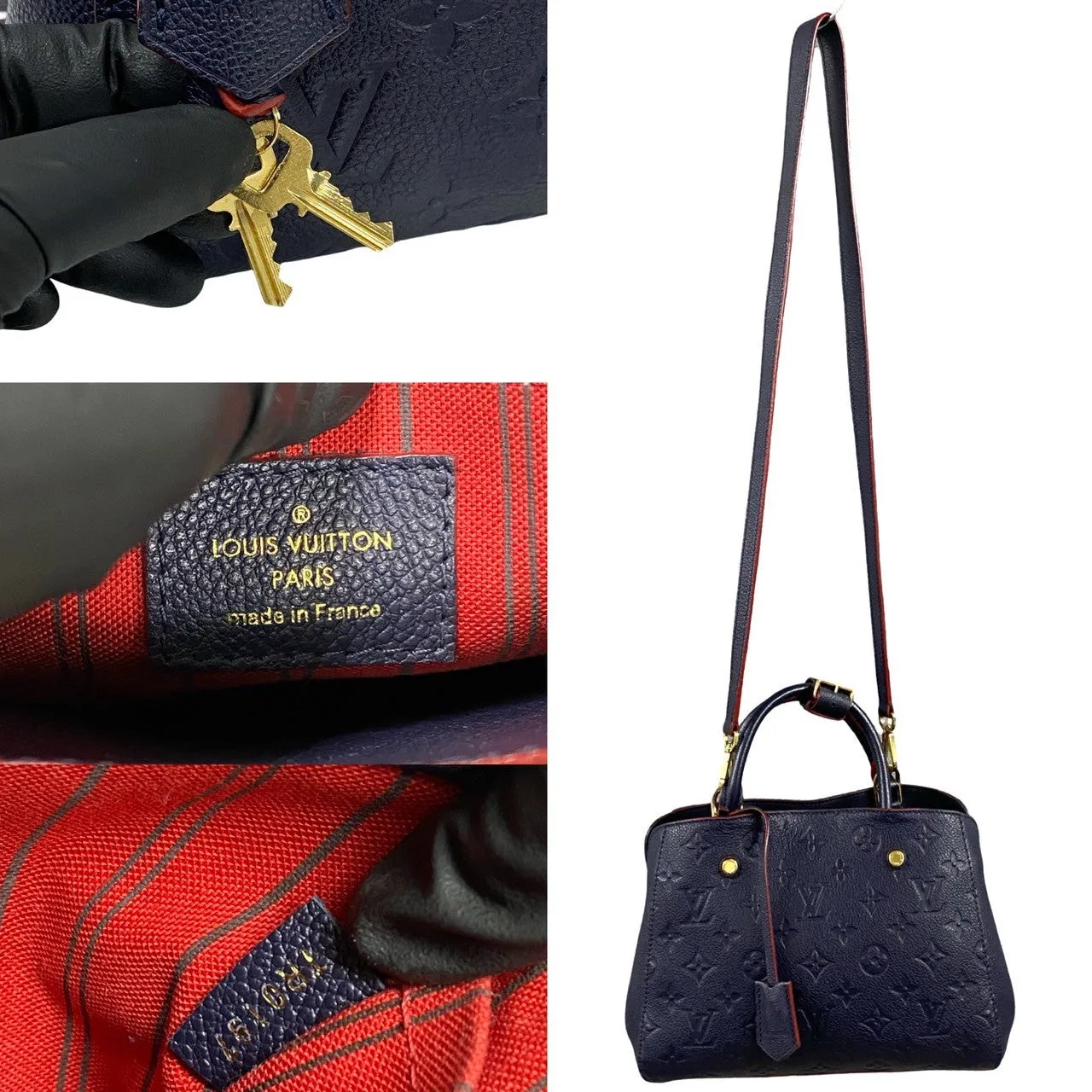LOUIS VUITTON Shoulder Bag Monogram Ann Platt Navy Monogram Unplant Montaigne BB Women Used