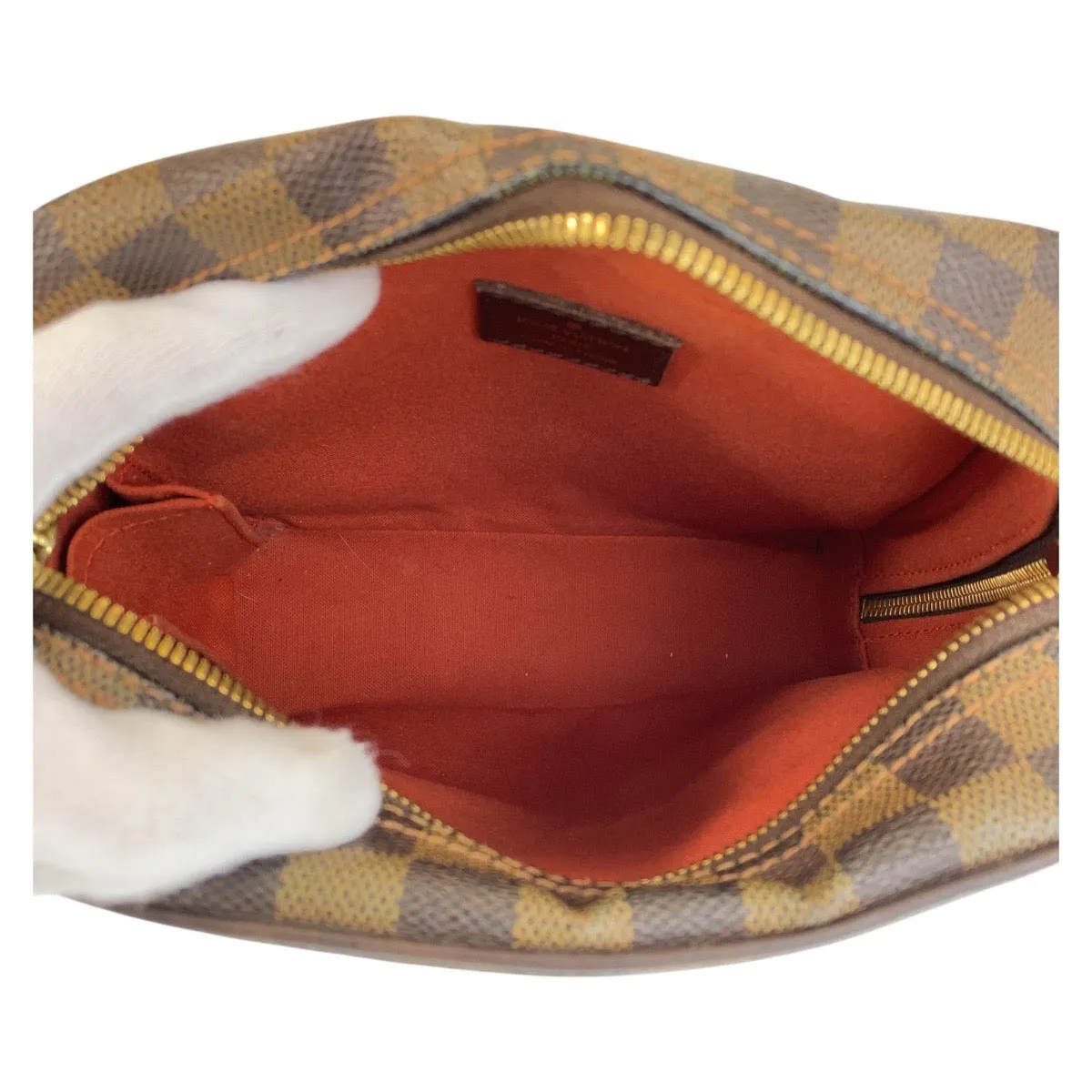LOUIS VUITTON Shoulder Bag N41442 PVC Brown Gold Metal Shoulder Bag pochette Damier Olaf Women Used