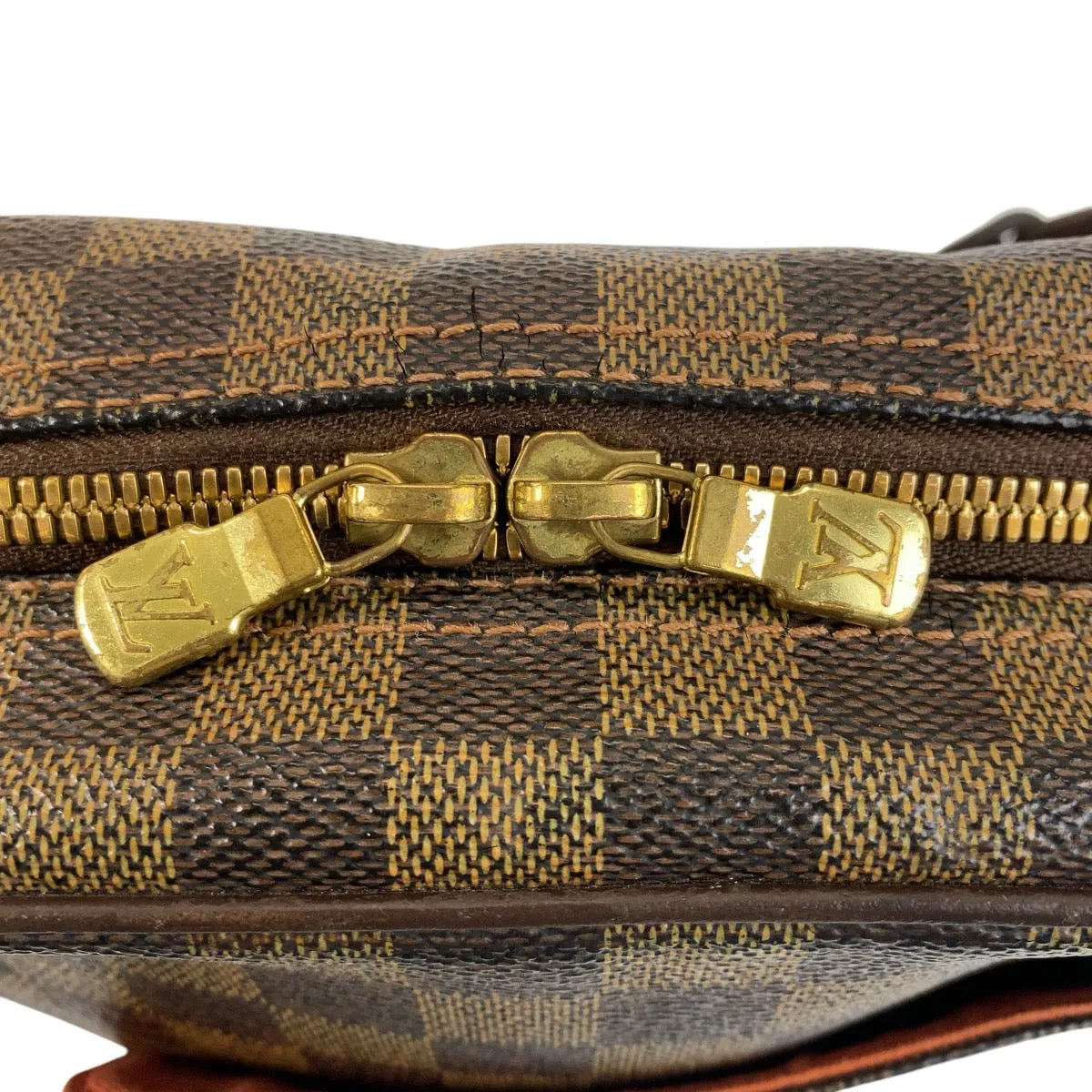 LOUIS VUITTON Shoulder Bag N41442 PVC Brown Gold Metal Shoulder Bag pochette Damier Olaf Women Used