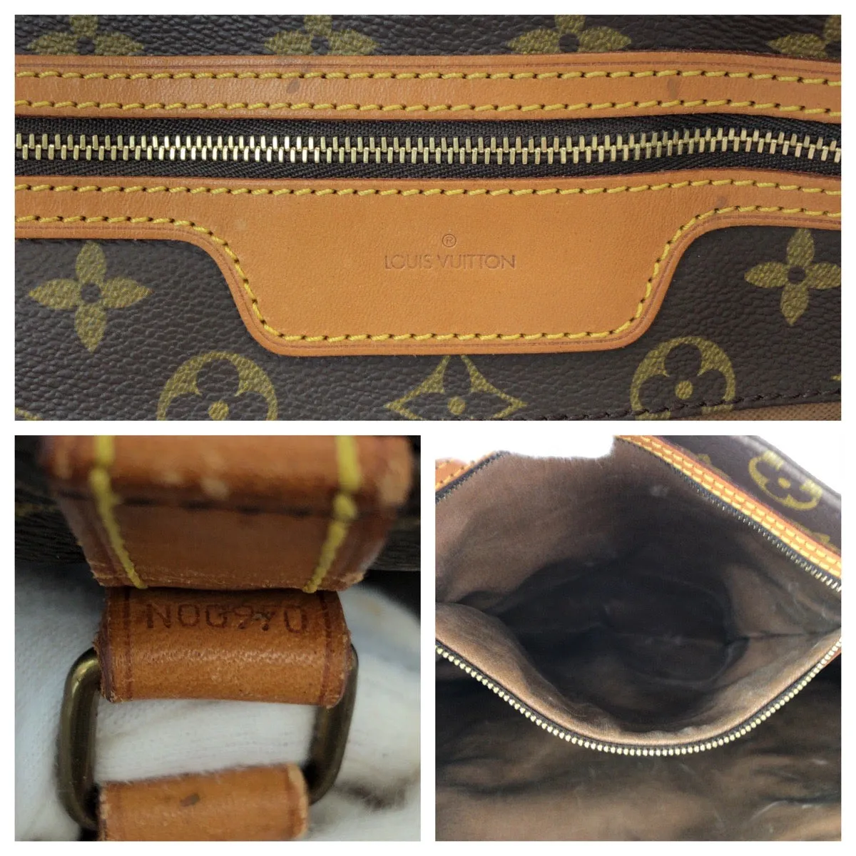 LOUIS VUITTON Tote Bag M51108 PVC Brown Gold Metal Tote Bag Shoulder Bag Monogram Sac shopping Women Used