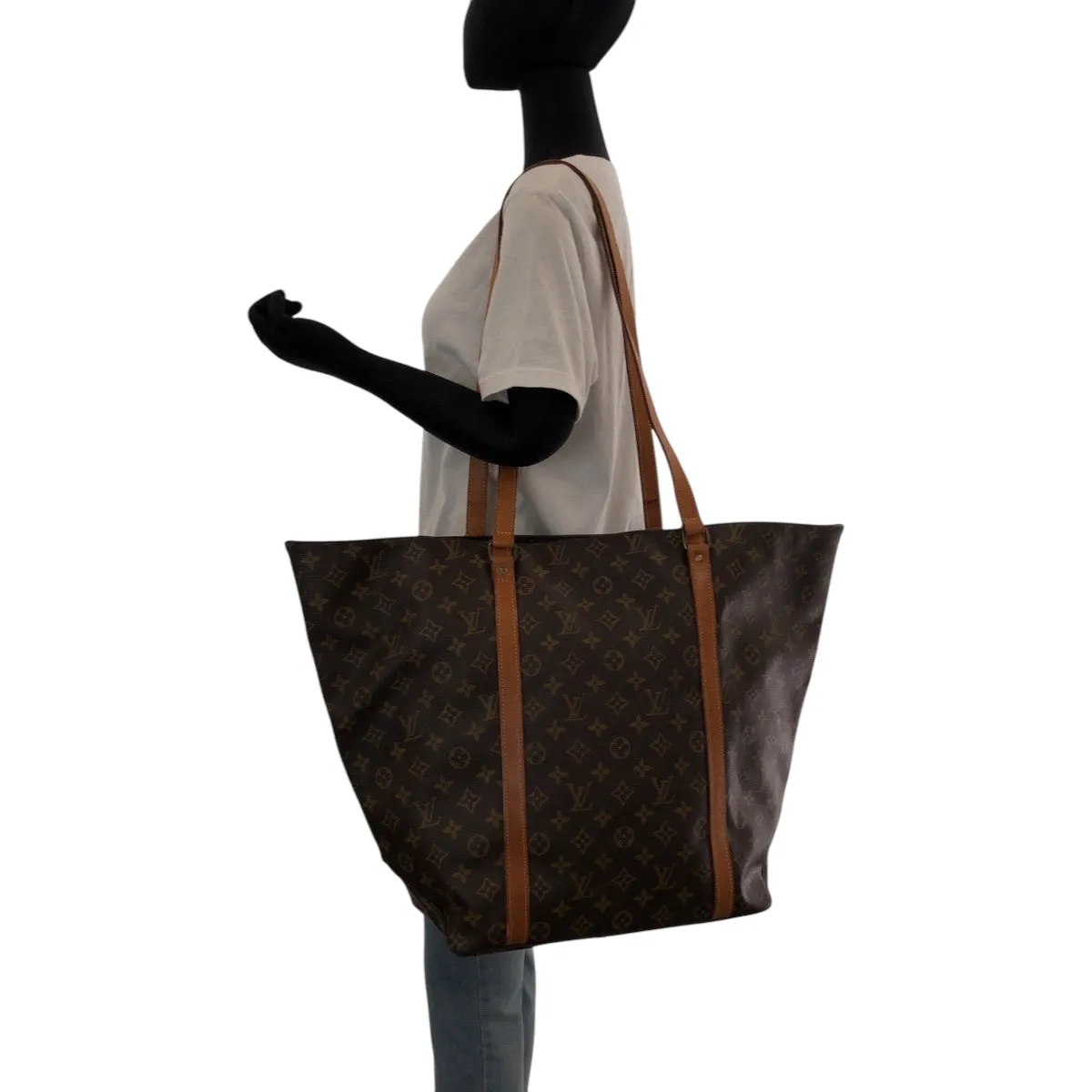 LOUIS VUITTON Tote Bag M51108 PVC Brown Gold Metal Tote Bag Shoulder Bag Monogram Sac shopping Women Used