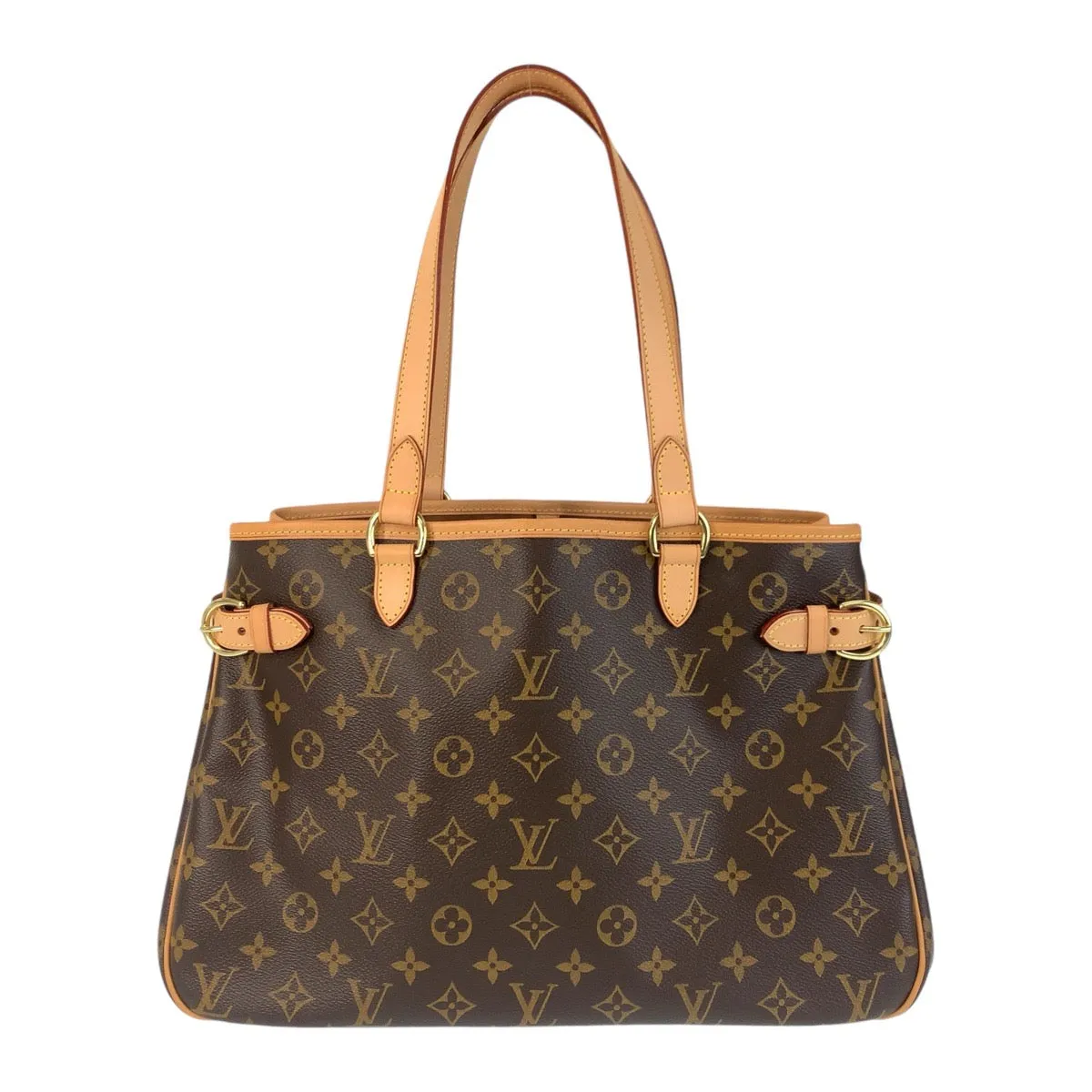 LOUIS VUITTON Tote Bag M51154 PVC Brown Gold Metal Tote Bag Shoulder Bag Monogram Batignolles Horizontal Women Used
