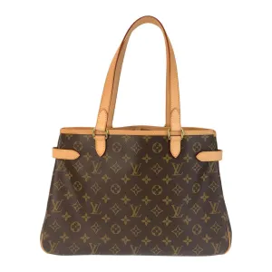 LOUIS VUITTON Tote Bag M51154 PVC Brown Gold Metal Tote Bag Shoulder Bag Monogram Batignolles Horizontal Women Used