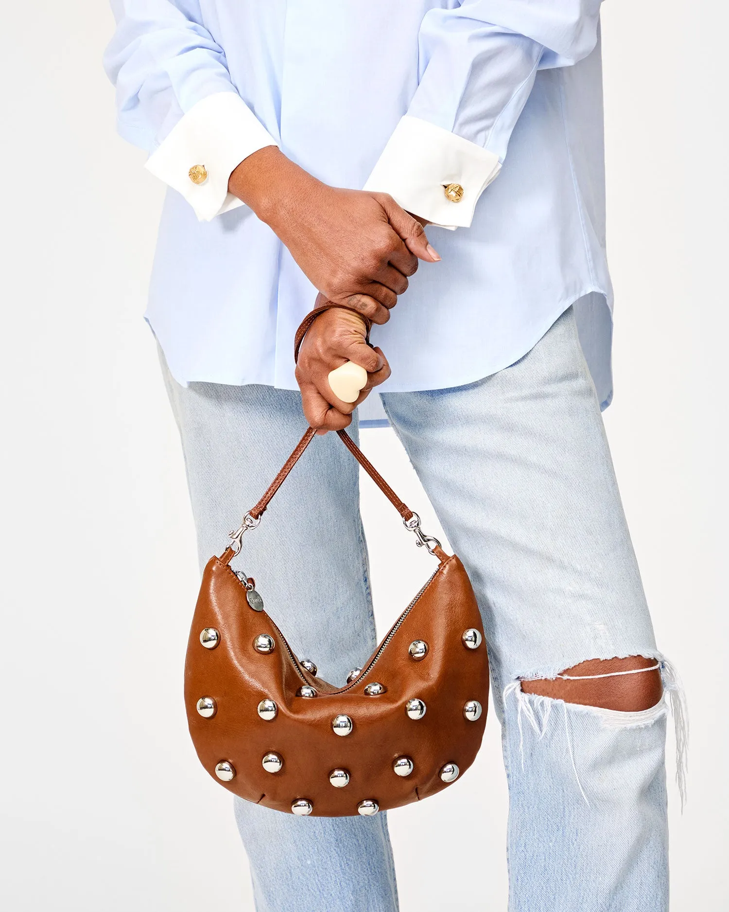 Lune Handbags - Shoulder - Lune Hazelnut W/ Studs