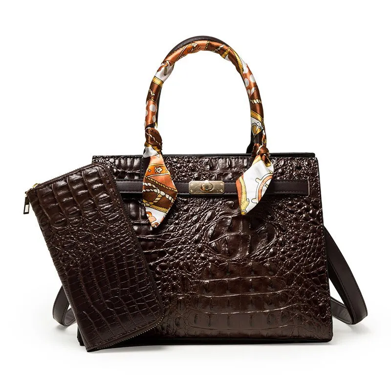 Luxury Crocodile Pattern Handbag