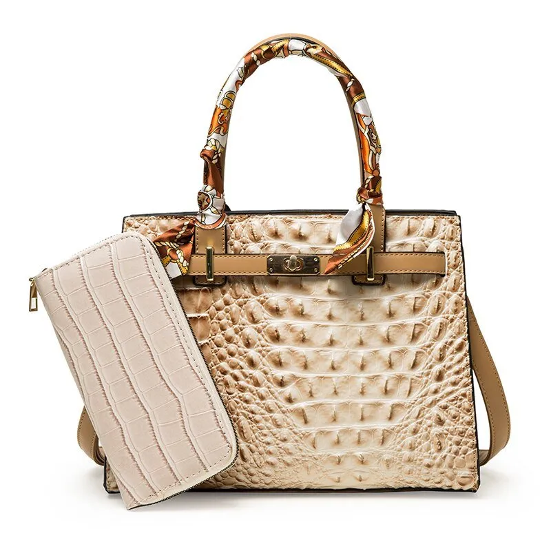Luxury Crocodile Pattern Handbag