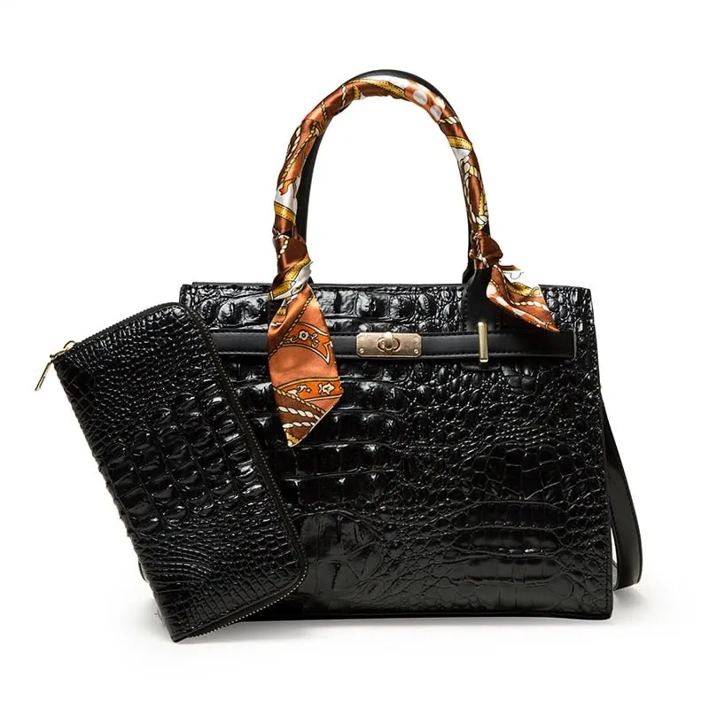 Luxury Crocodile Pattern Handbag