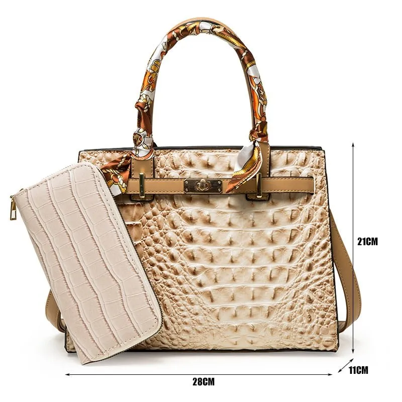 Luxury Crocodile Pattern Handbag