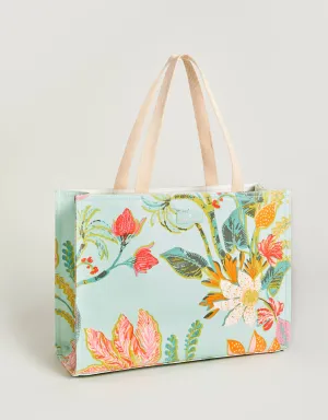 Market Tote Queenie Tropical Floral Seafoam