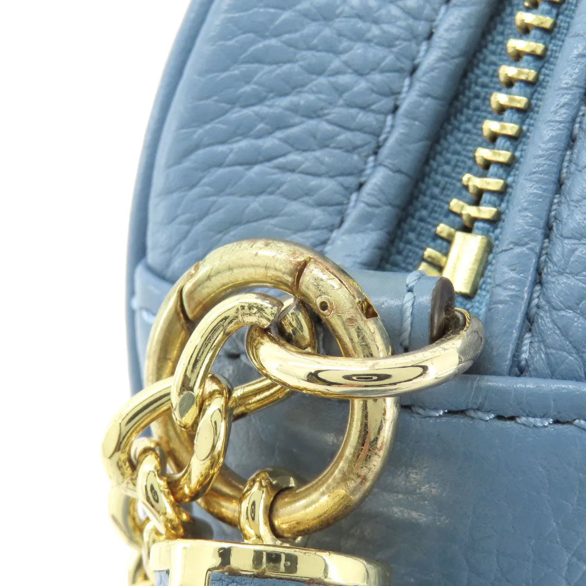 MICHAEL KORS Shoulder Bag leather blue logo Women Used