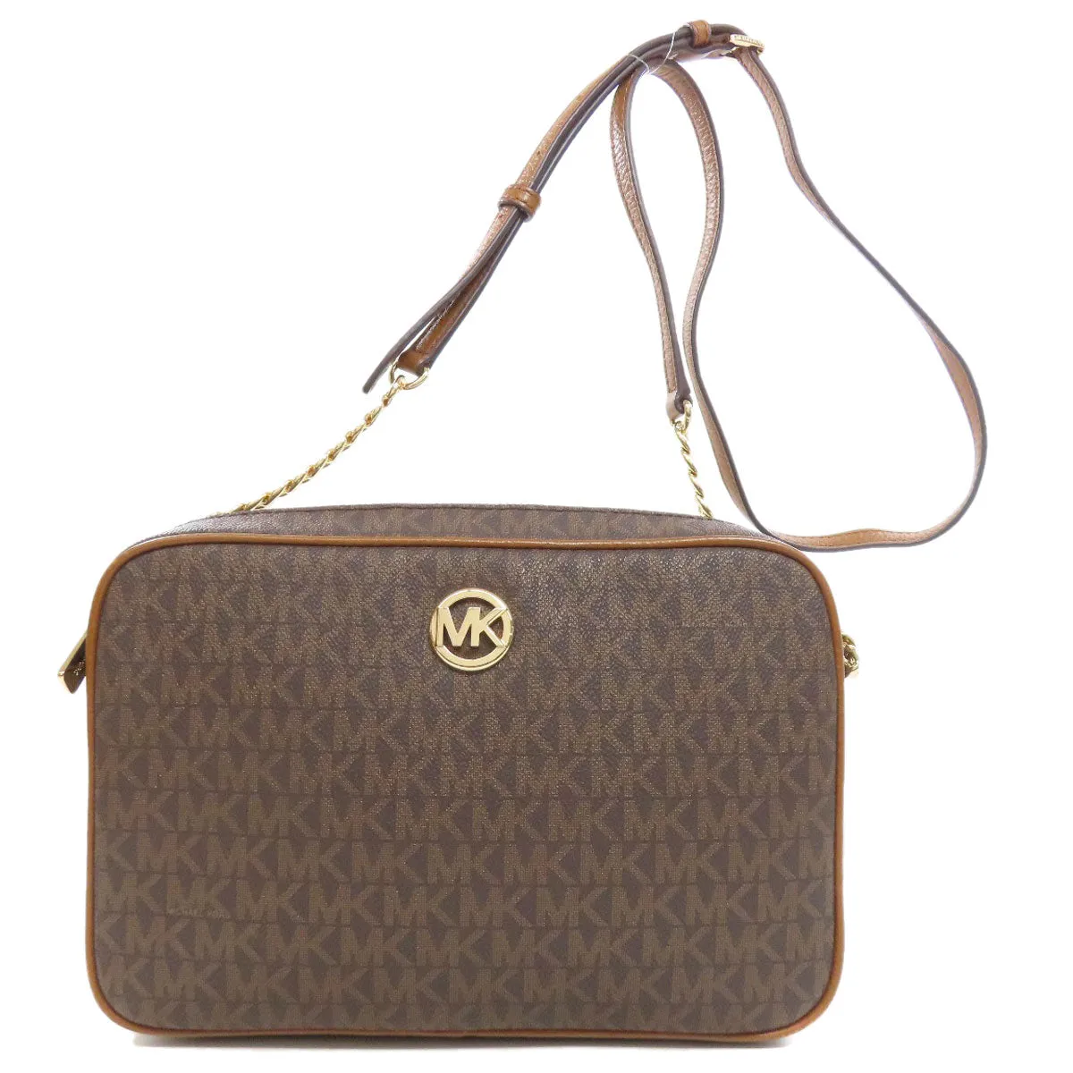 MICHAEL KORS Shoulder Bag PVC Brown MK signature Women Used