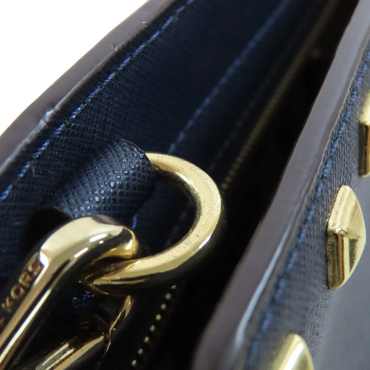 MICHAEL KORS Shoulder Bag PVC Navy Studs Women Used