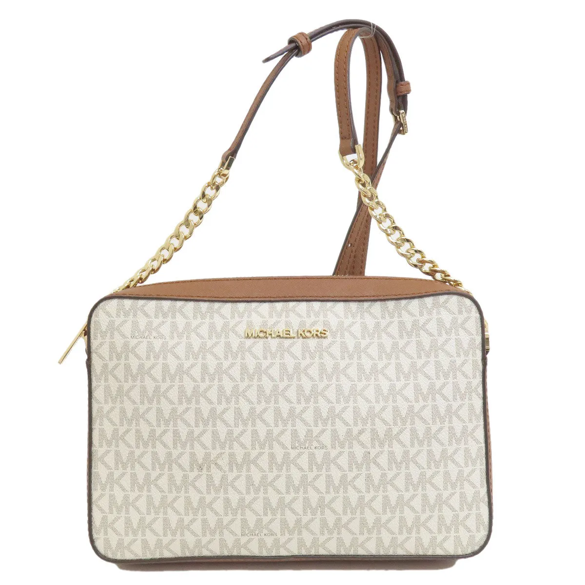 MICHAEL KORS Shoulder Bag PVC white MK signature Women Used