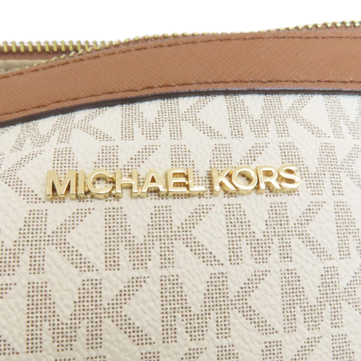 MICHAEL KORS Shoulder Bag PVC white MK signature Women Used