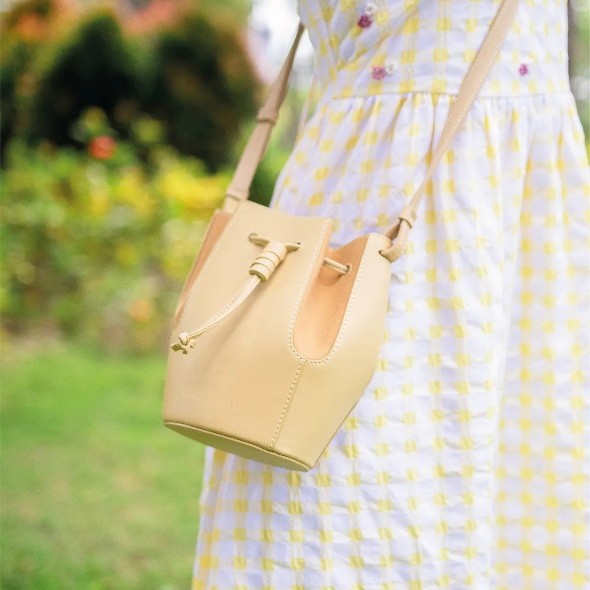 Mini Chantal Drawstring Leather Bag