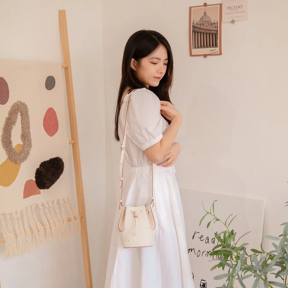 Mini Chantal Drawstring Leather Bag