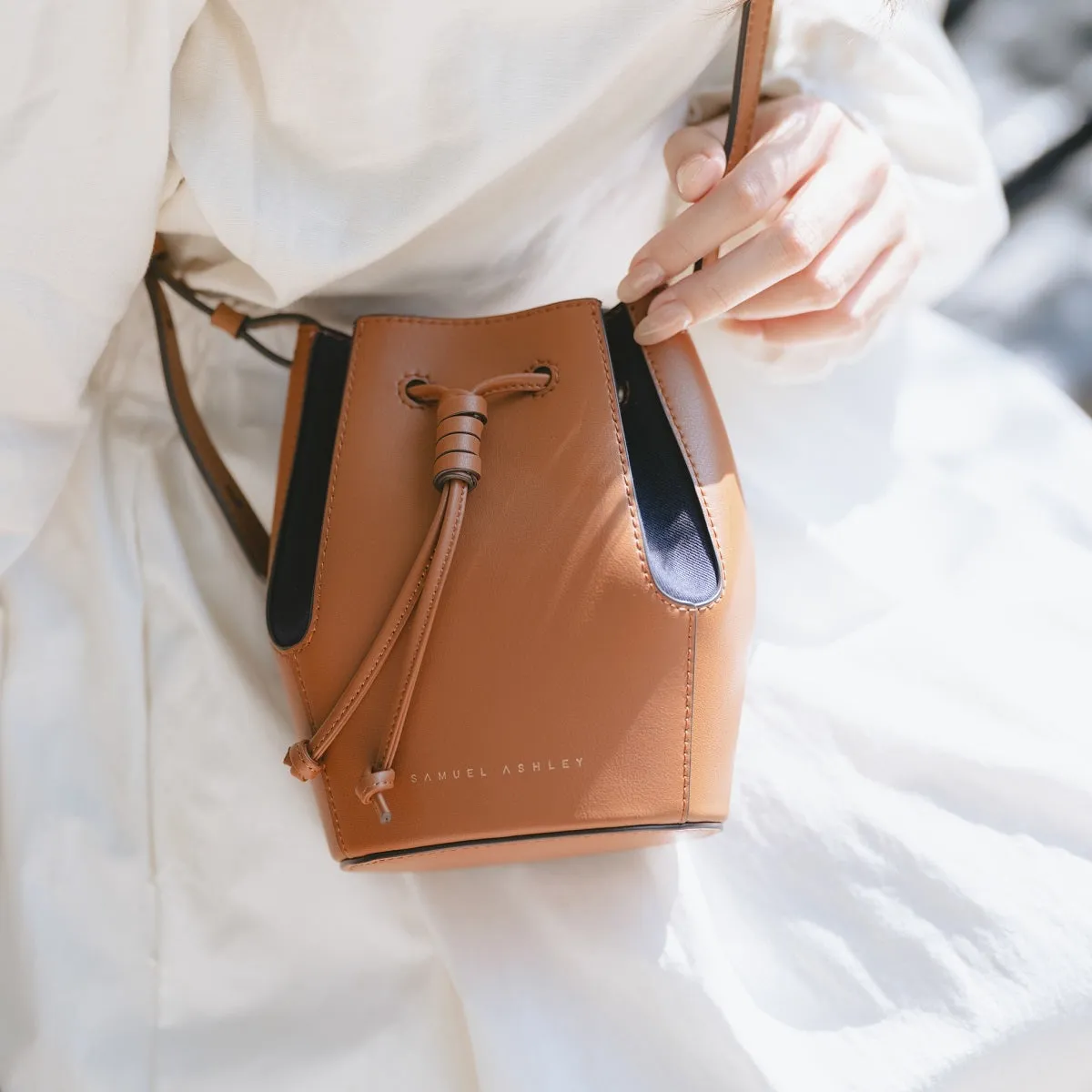 Mini Chantal Drawstring Leather Bag