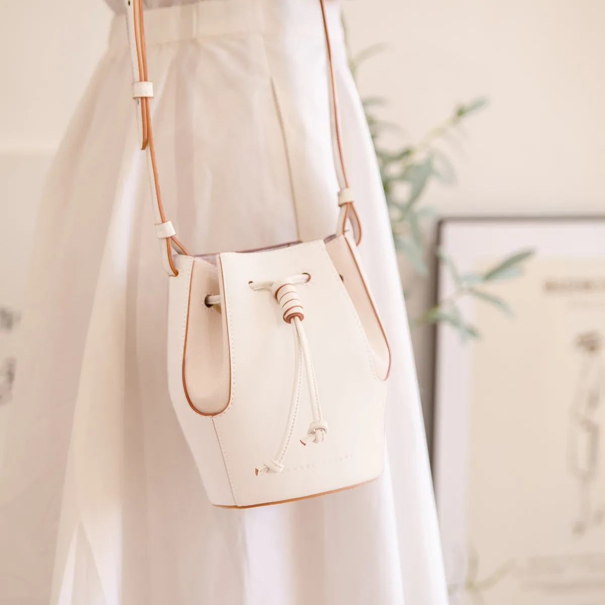Mini Chantal Drawstring Leather Bag