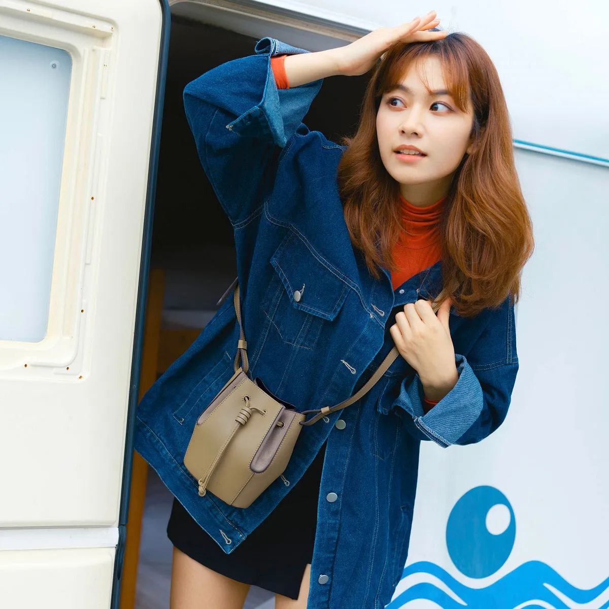 Mini Chantal Drawstring Leather Bag