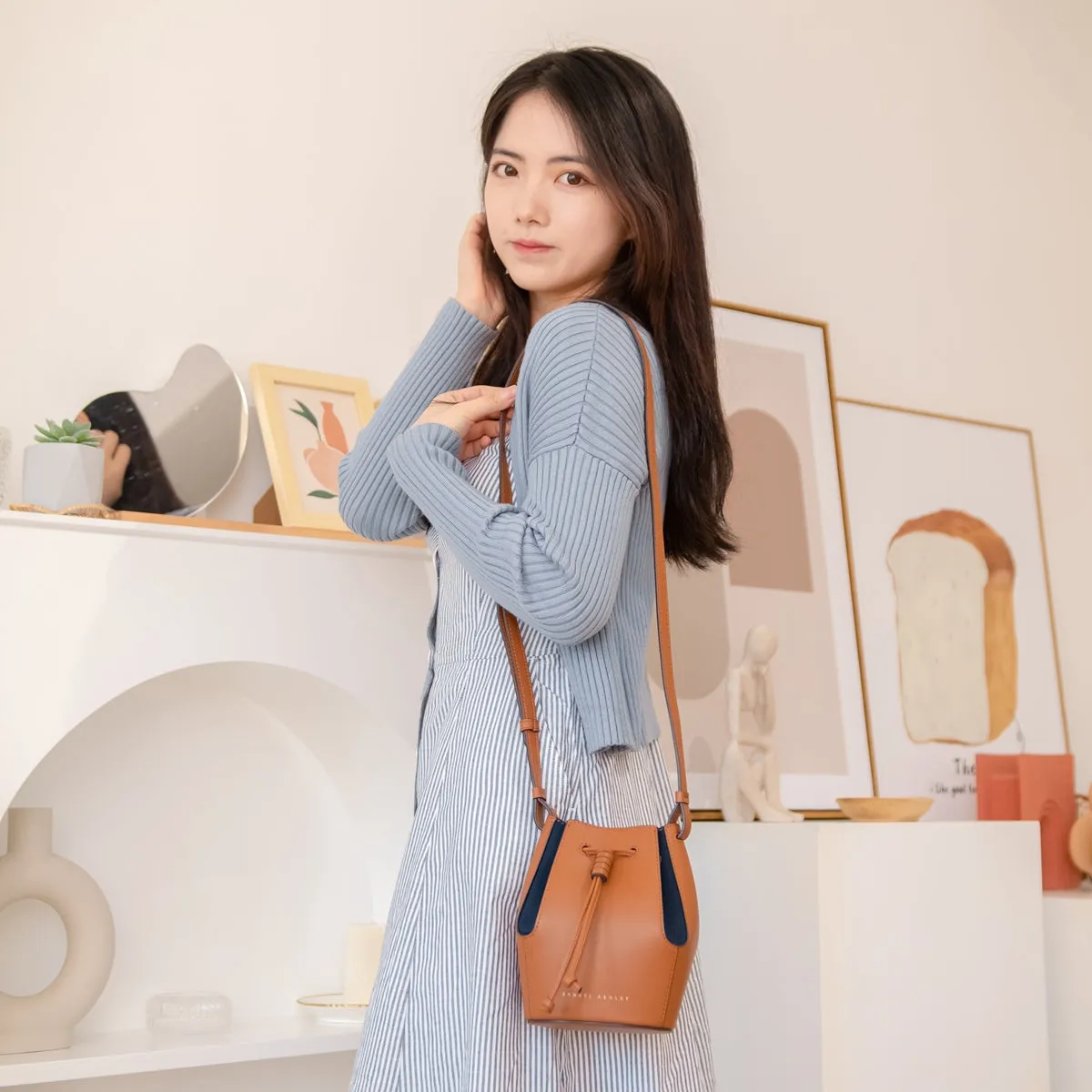Mini Chantal Drawstring Leather Bag