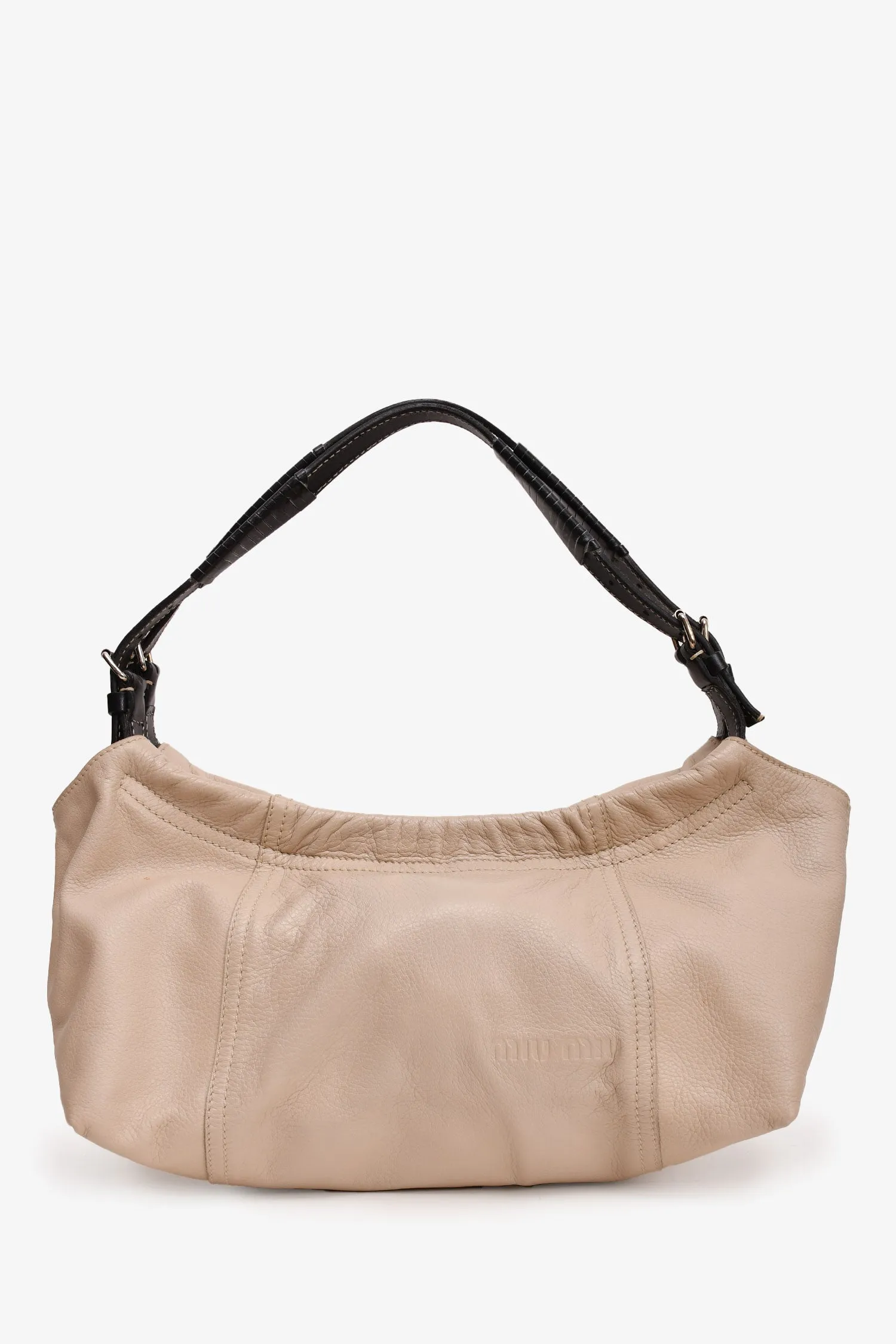 Miu Miu Vintage Cream Black Leather Shoulder Bag