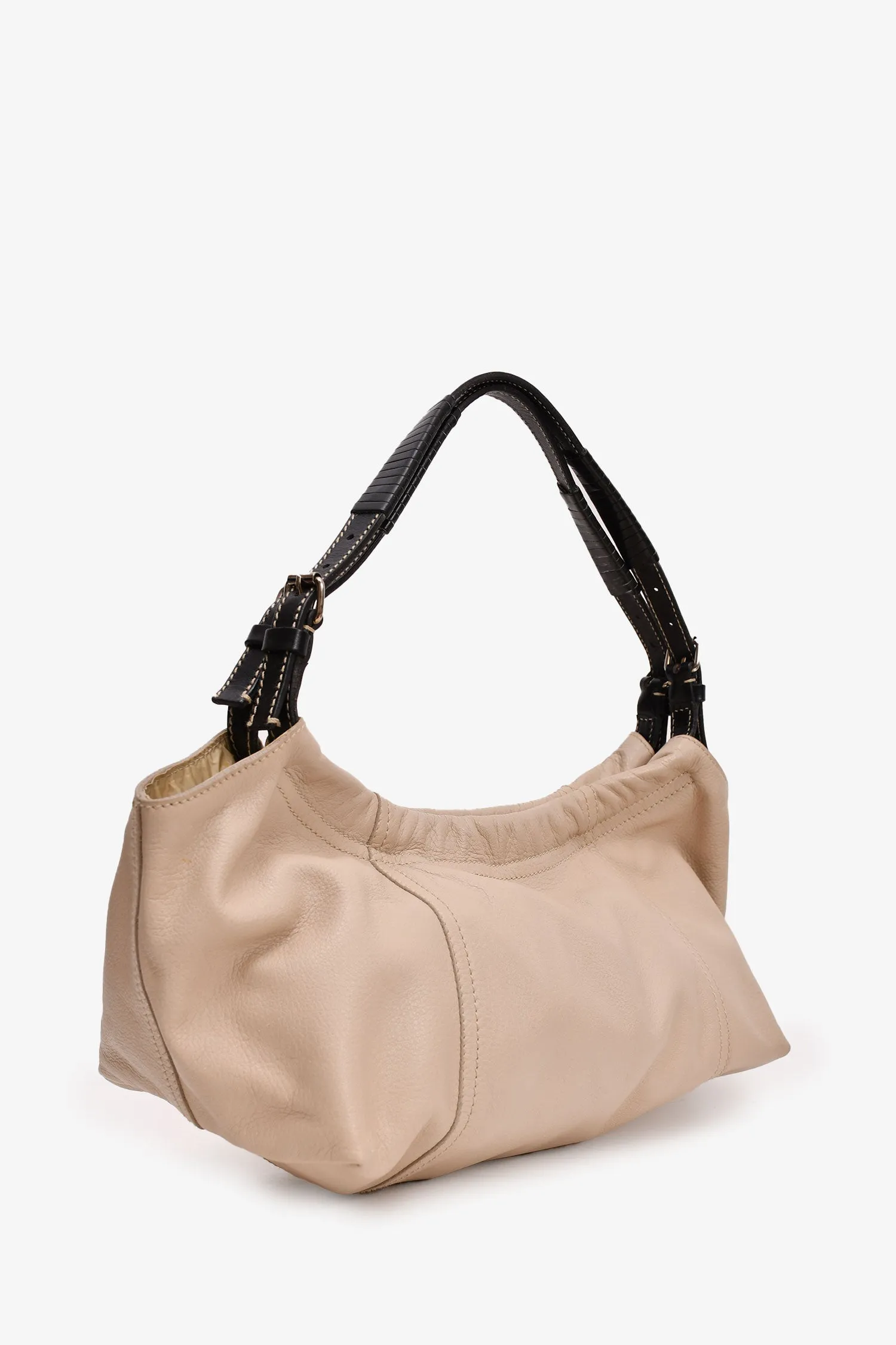 Miu Miu Vintage Cream Black Leather Shoulder Bag