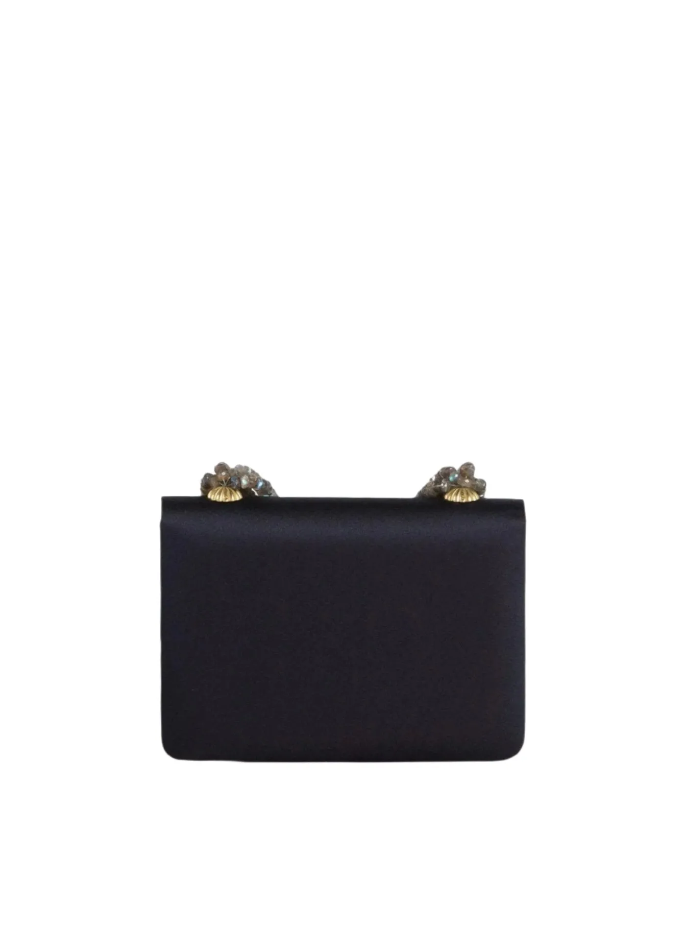 Necklace Handbag, Mini - Navy Silk, Labradorite Handle