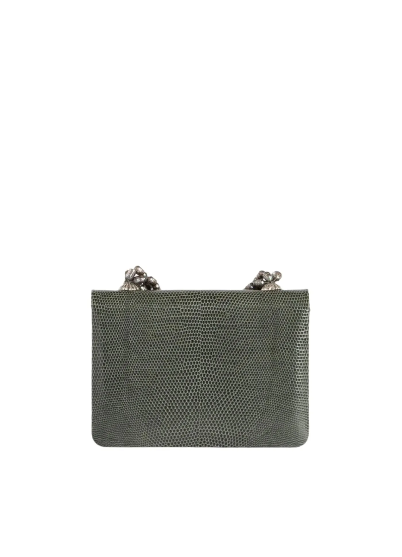 Necklace Handbag, Mini - Slate Grey Lizard, Mother of Pearl Handle