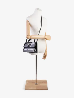 Off White Jitney 1.4 Leather Shoulder Bag - "Virgil Was Here" Black / White Leather