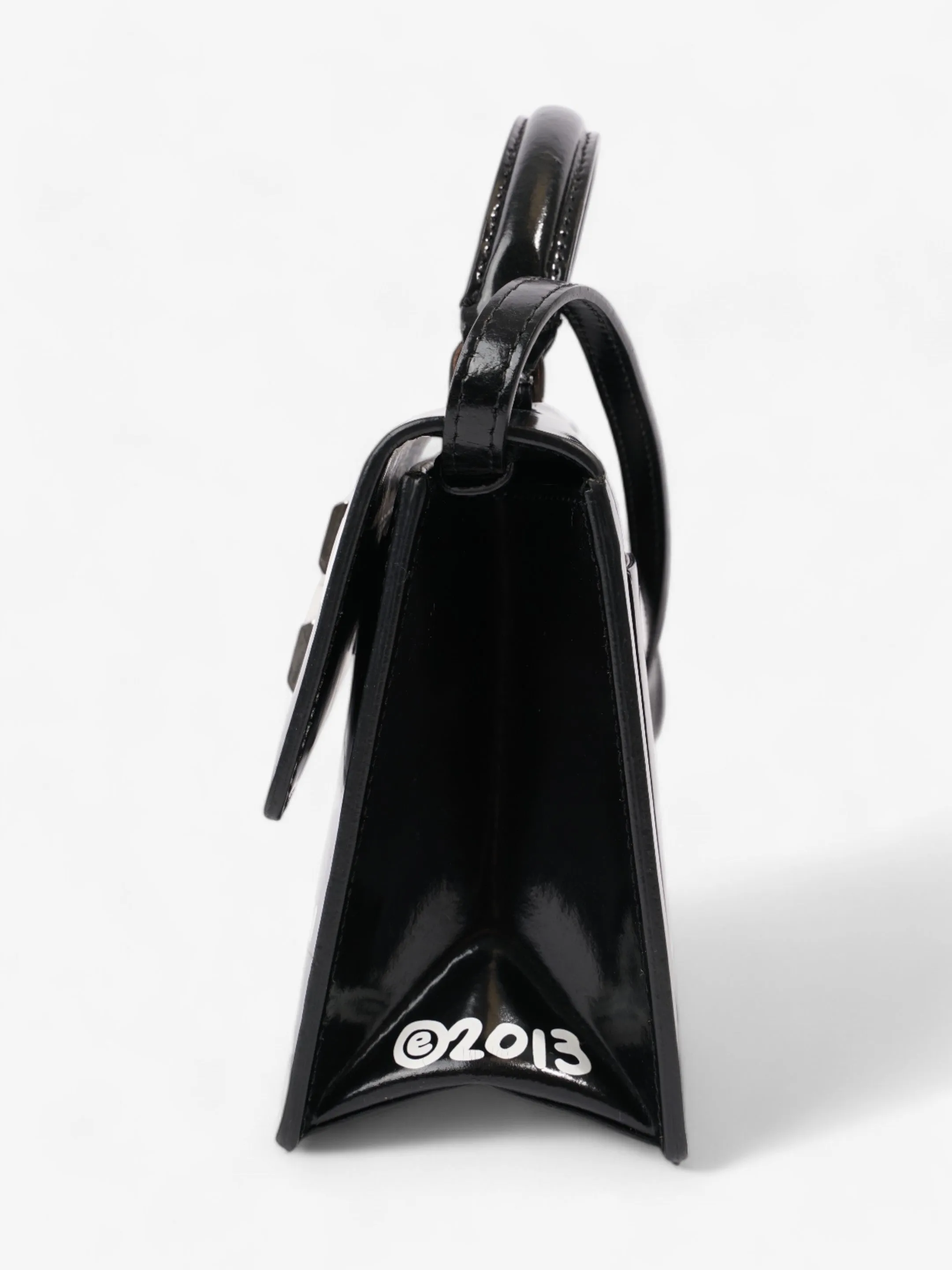 Off White Jitney 1.4 Leather Shoulder Bag - "Virgil Was Here" Black / White Leather