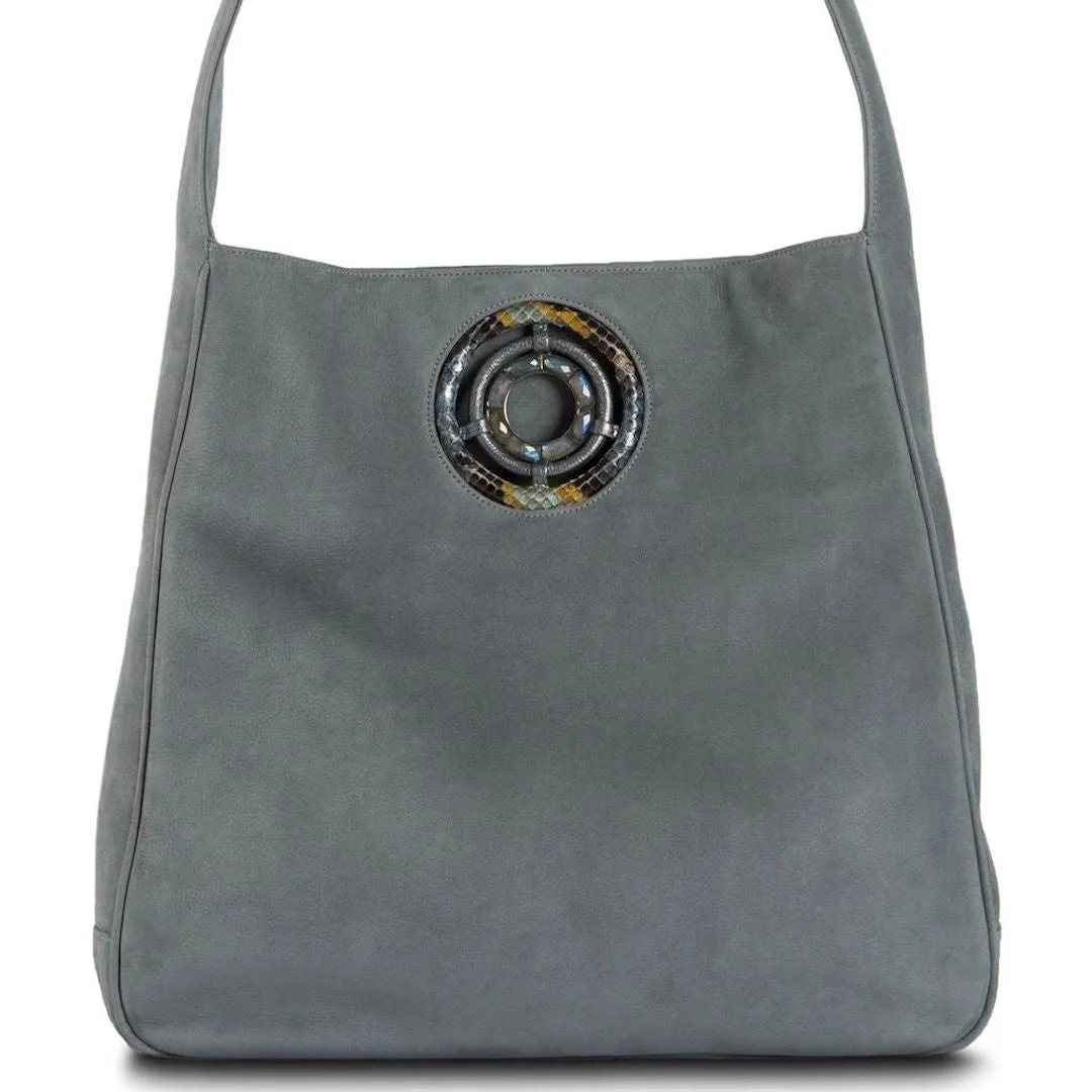 Paige Hobo  - Denim Blue Suede, Labradorite Gemstones