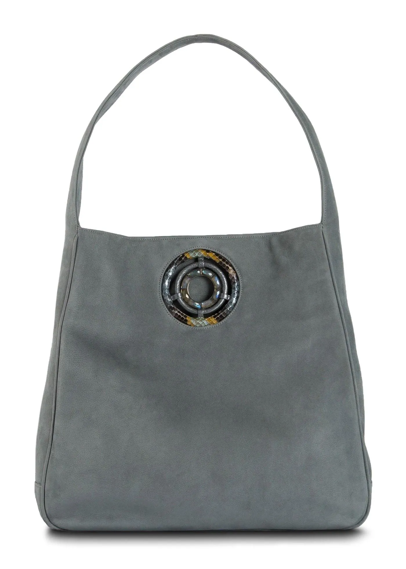 Paige Hobo  - Denim Blue Suede, Labradorite Gemstones
