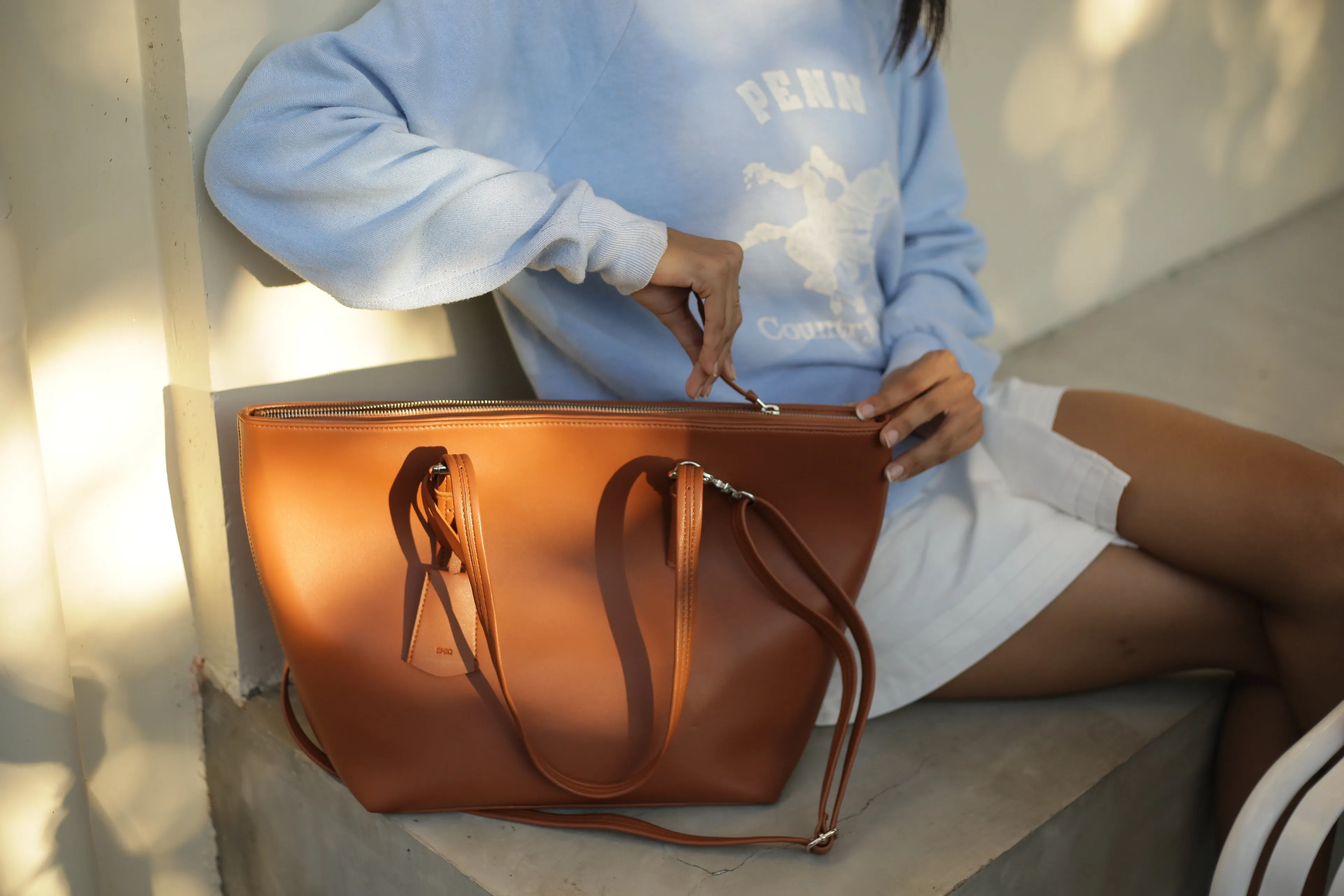 PORTO VEGAN LEATHER SHOULDER BAG CREAM
