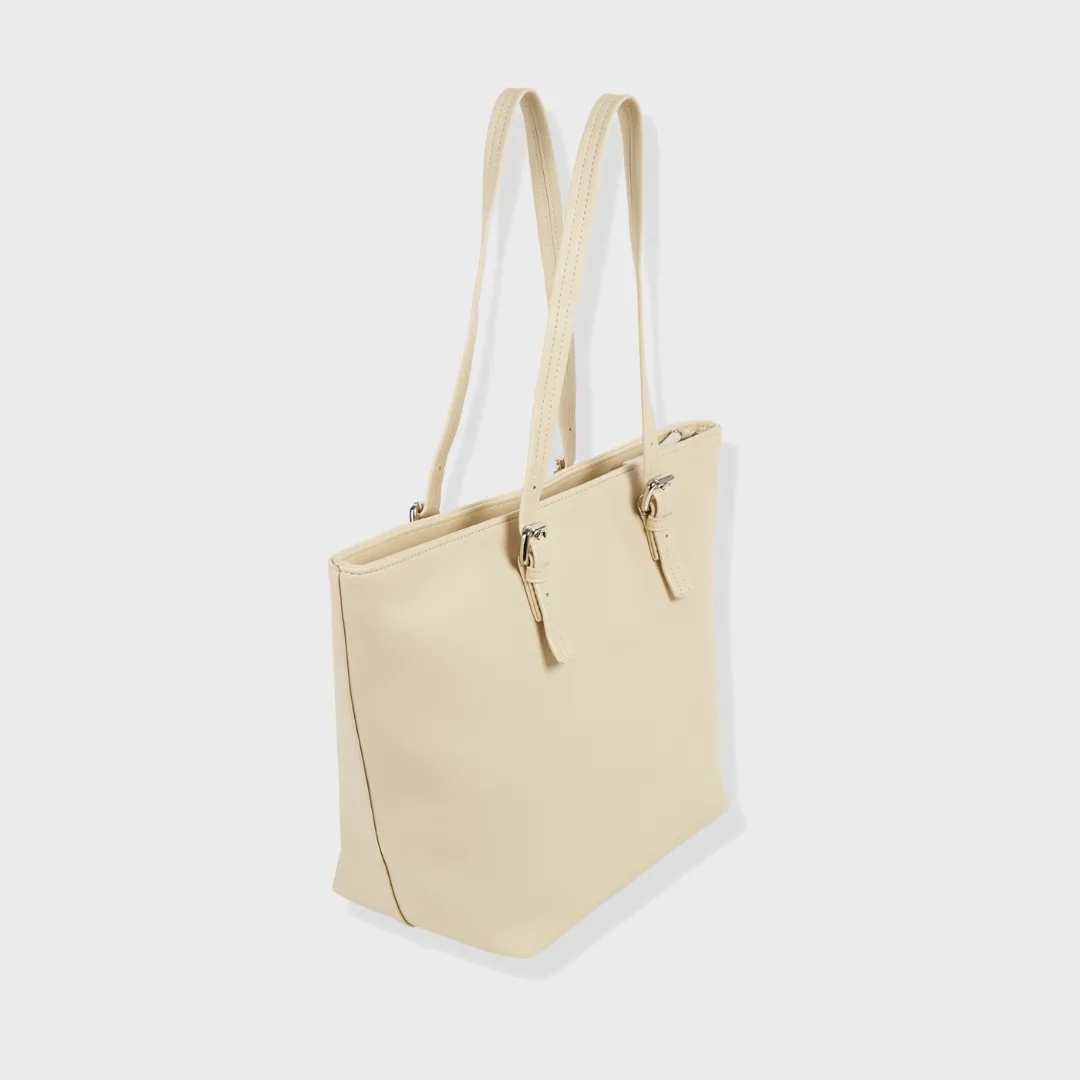 PORTO VEGAN LEATHER SHOULDER BAG CREAM