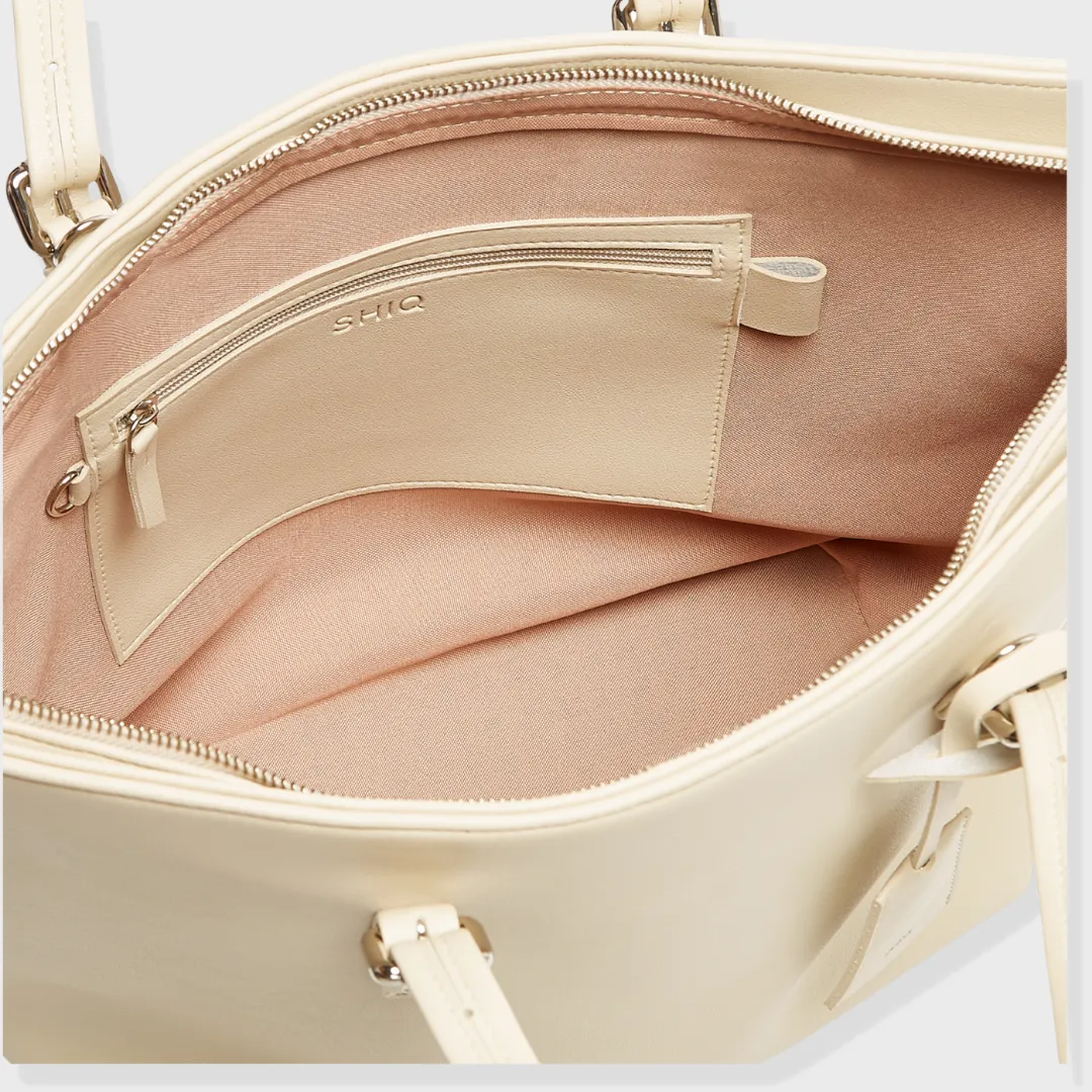 PORTO VEGAN LEATHER SHOULDER BAG CREAM