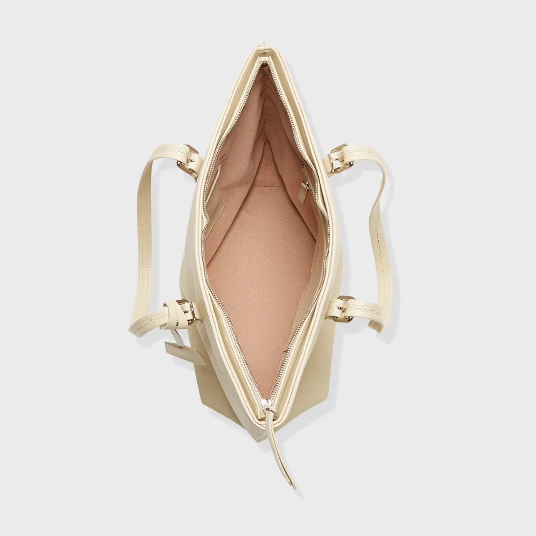 PORTO VEGAN LEATHER SHOULDER BAG CREAM