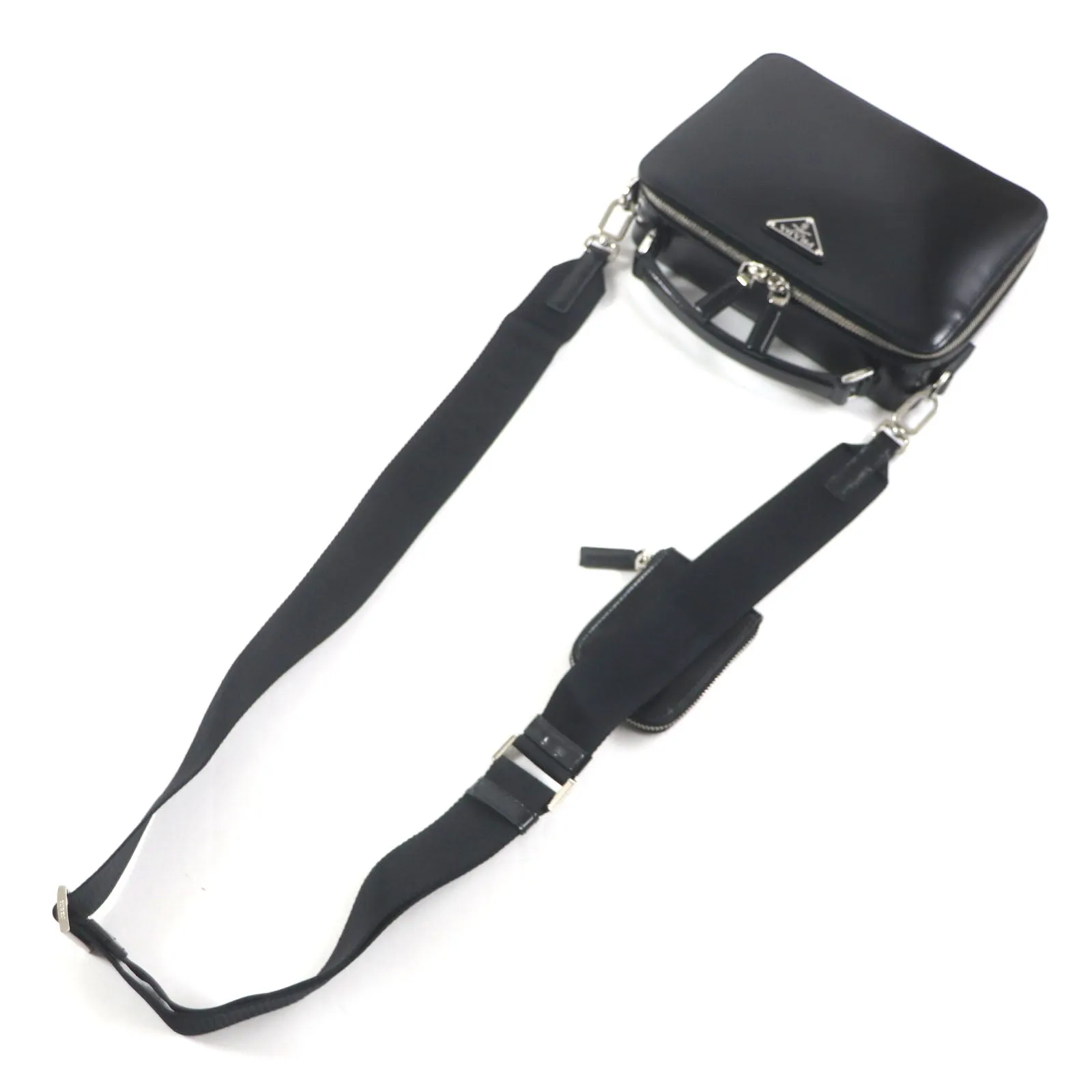 PRADA Shoulder Bag 2VH069 Main: Brushed leather black Brick mens Used