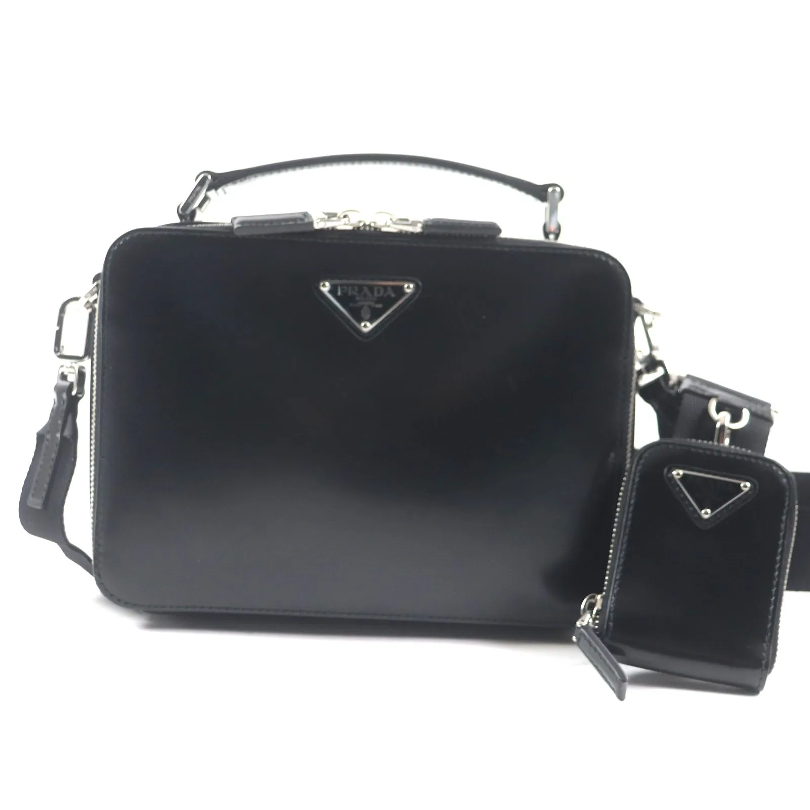 PRADA Shoulder Bag 2VH069 Main: Brushed leather black Brick mens Used