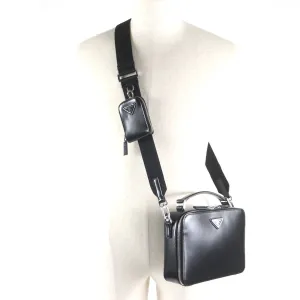 PRADA Shoulder Bag 2VH069 Main: Brushed leather black Brick mens Used