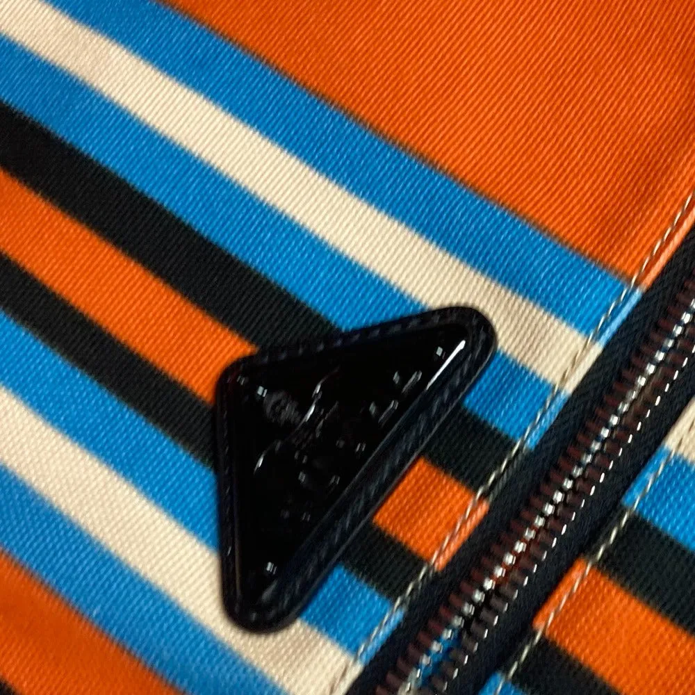 PRADA Shoulder Bag 2VY007 canvas Orange stripe Triangle Bayadere mens Used