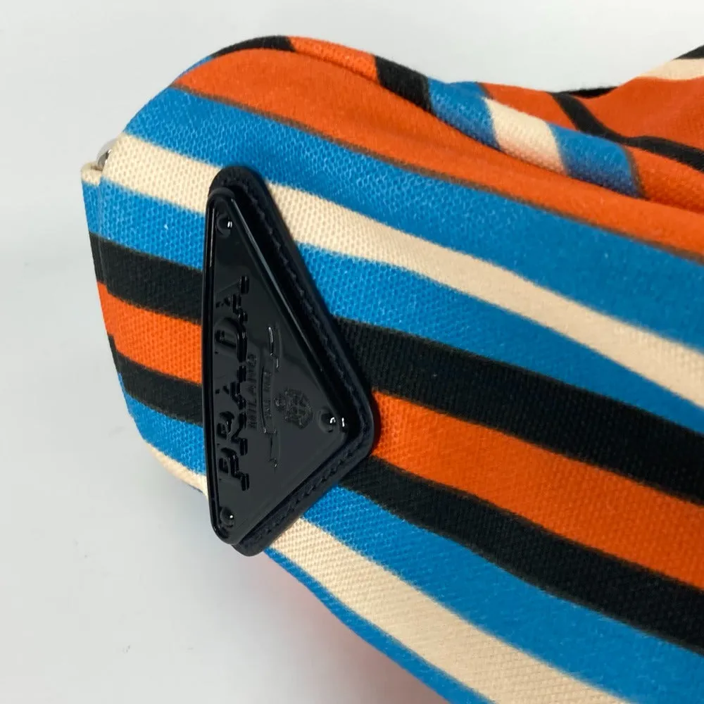 PRADA Shoulder Bag 2VY007 canvas Orange stripe Triangle Bayadere mens Used