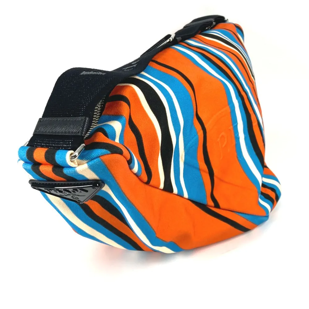 PRADA Shoulder Bag 2VY007 canvas Orange stripe Triangle Bayadere mens Used