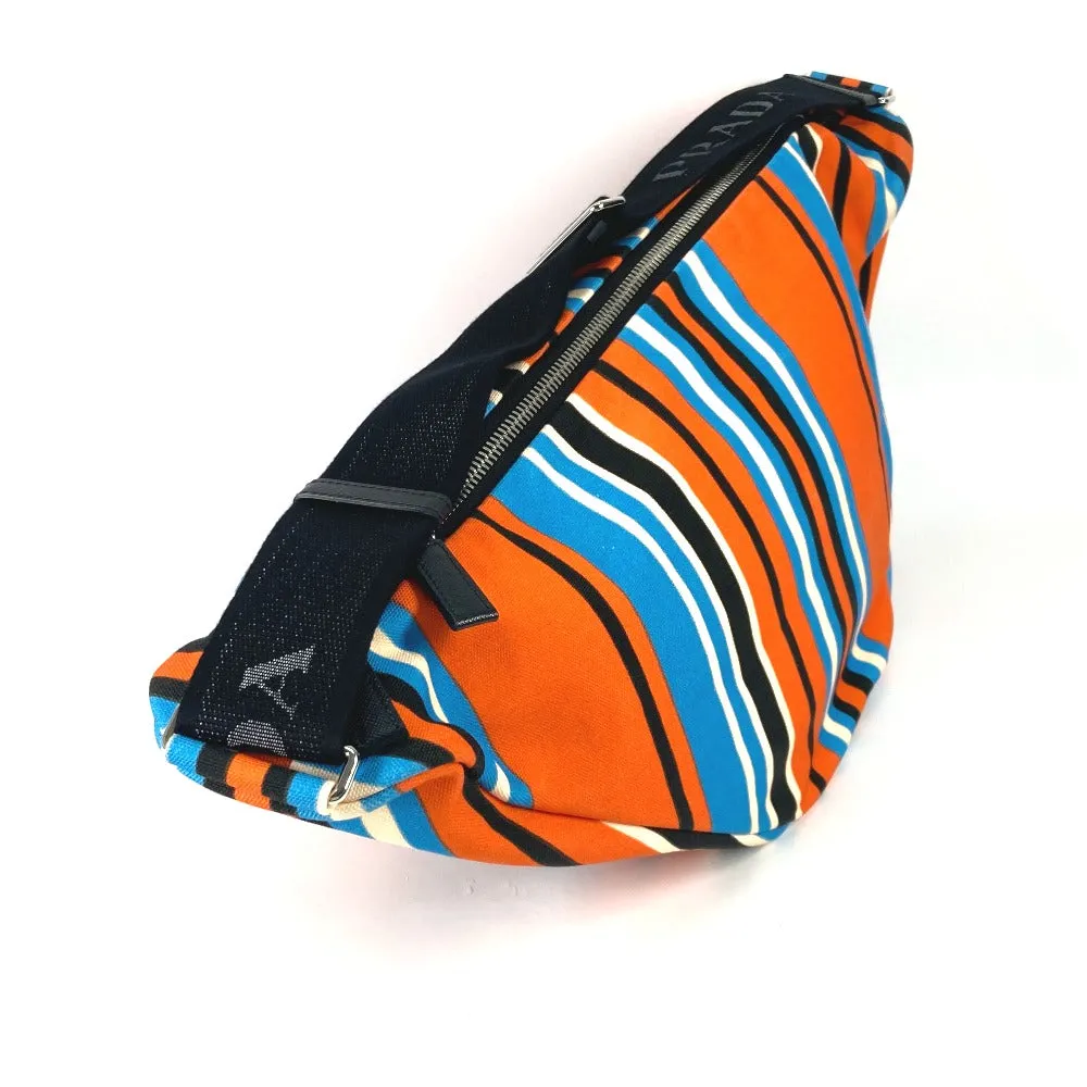 PRADA Shoulder Bag 2VY007 canvas Orange stripe Triangle Bayadere mens Used