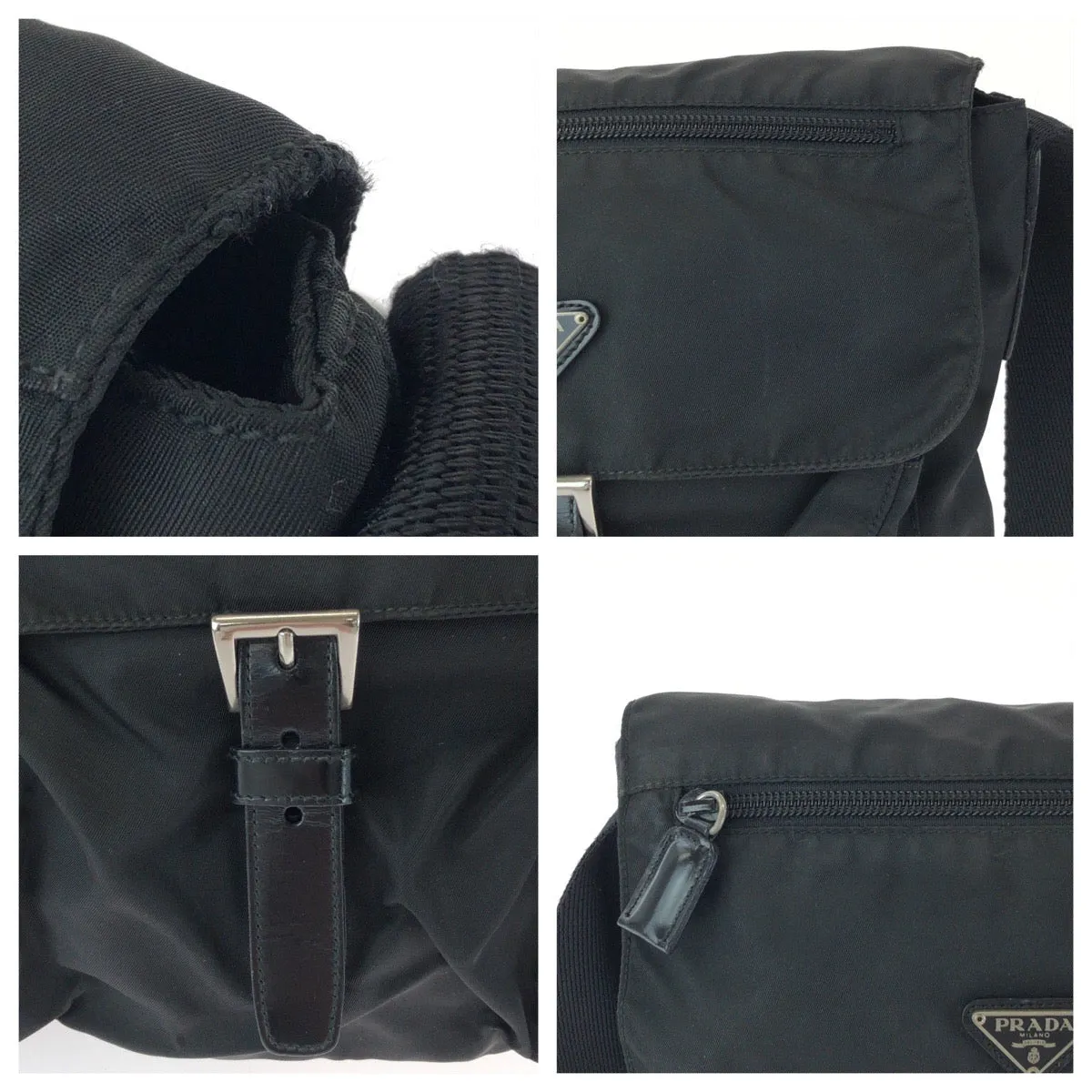 PRADA Shoulder Bag B5469F Nylon black Shoulder Bag pochette Test Triangle With logo Women Used