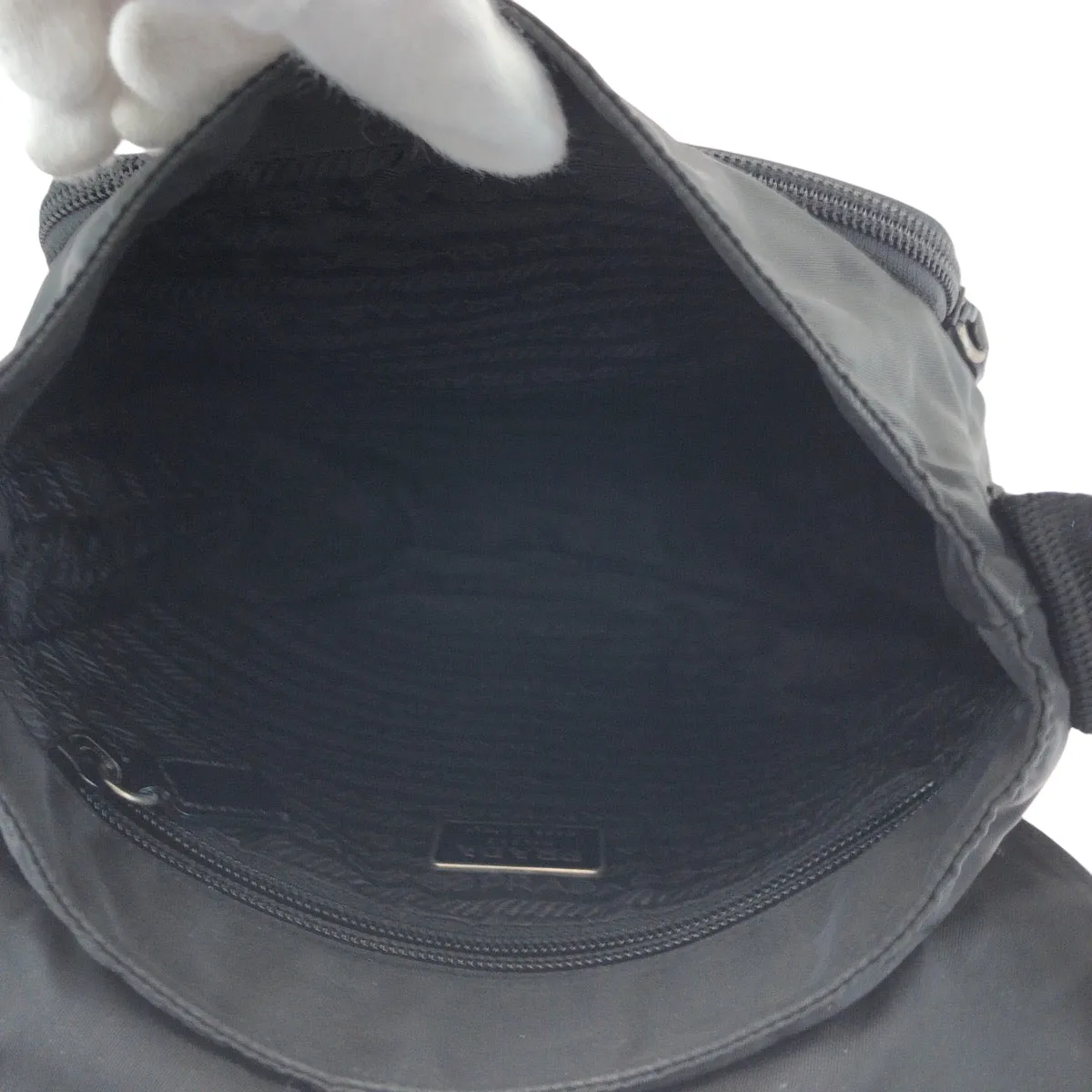 PRADA Shoulder Bag B5469F Nylon black Shoulder Bag pochette Test Triangle With logo Women Used